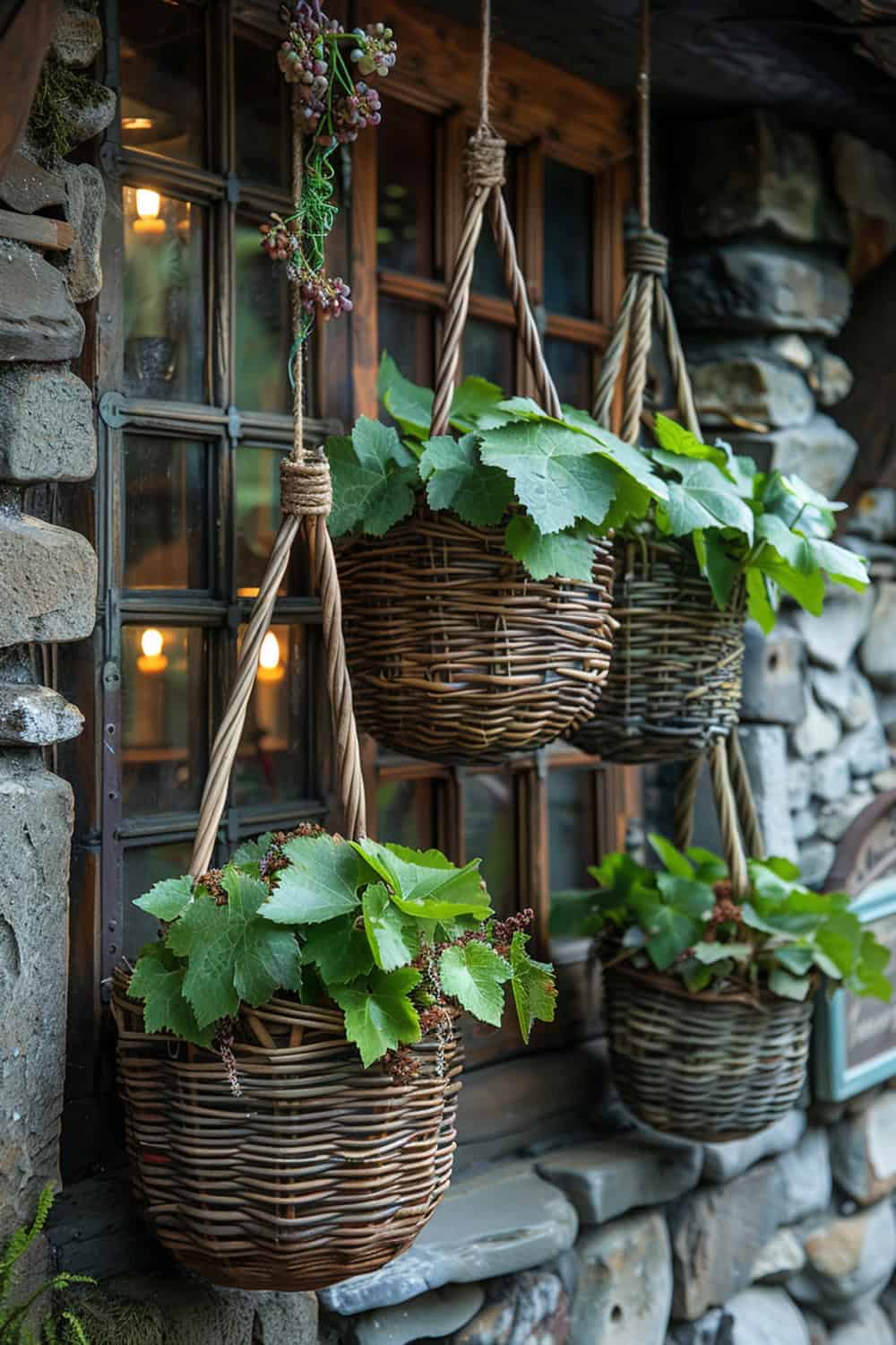 Hanging Grapevine Baskets