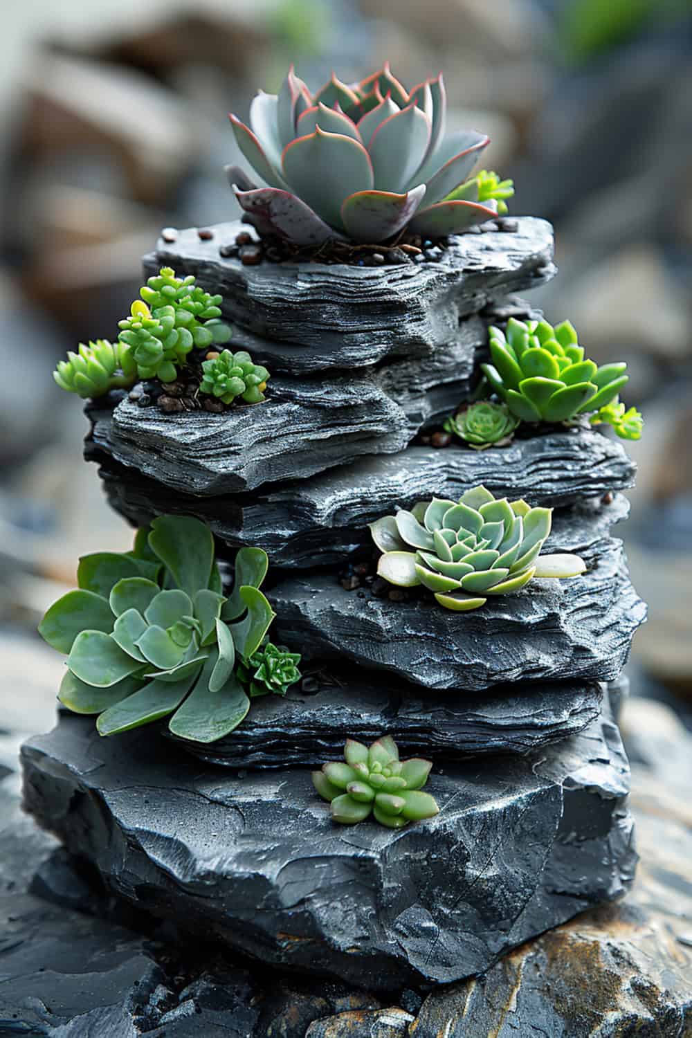 Stacked Stone Planters