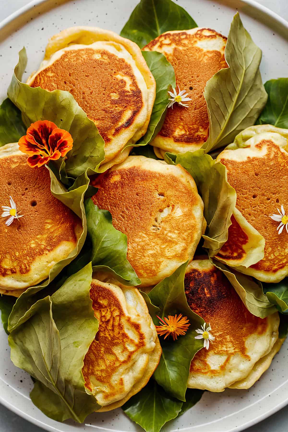 Nasturtium leaf Pancakes