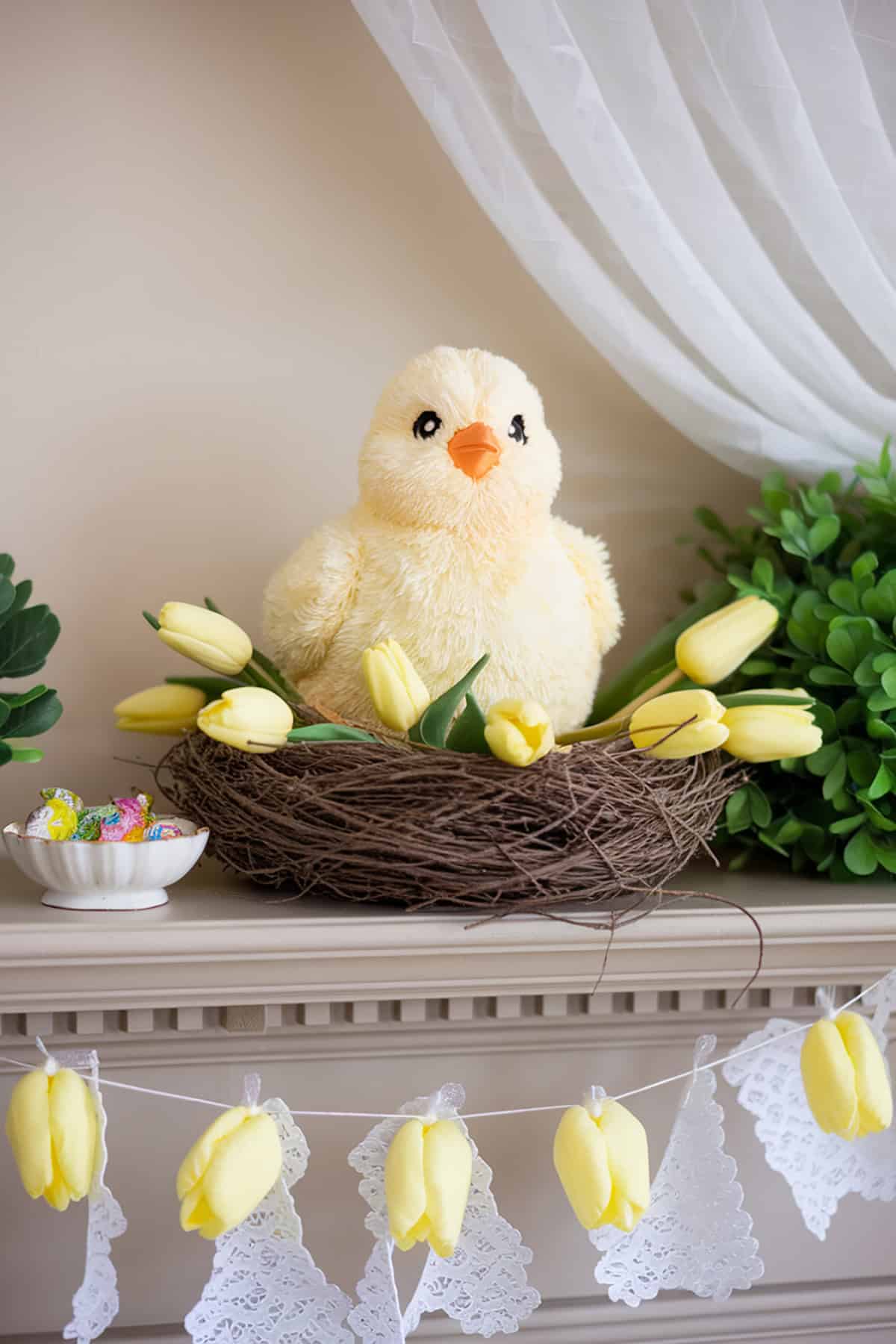 Chick Themed Mantel