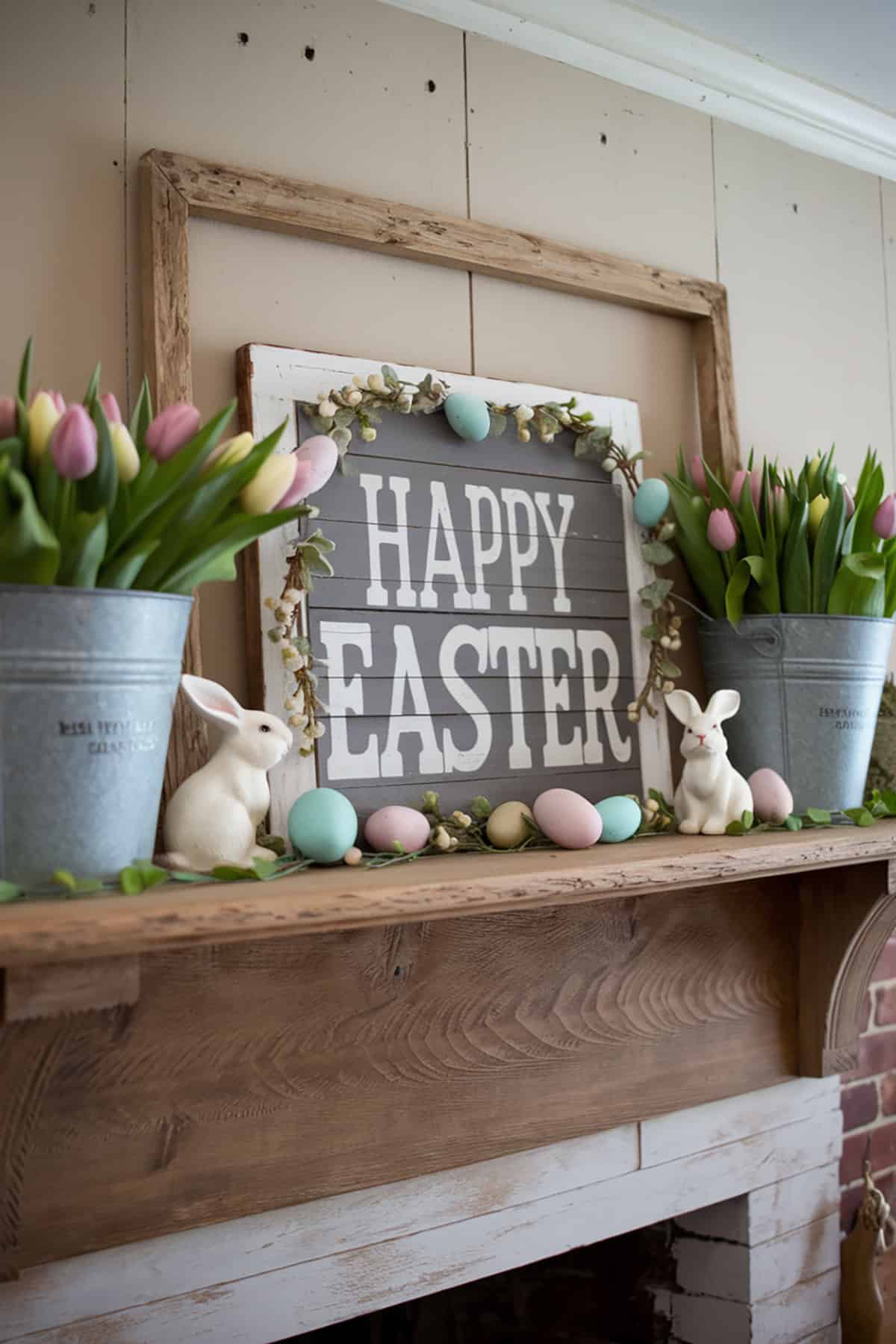 Farmhouse Easter Mantel