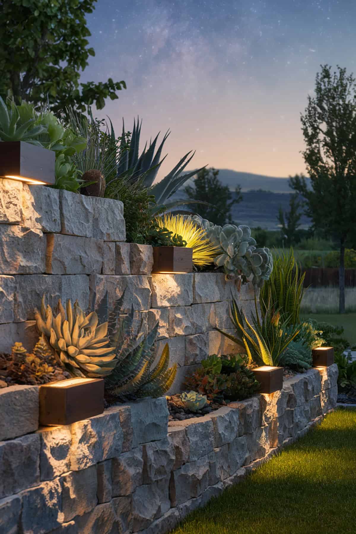 Lighting Enhanced Garden Wall