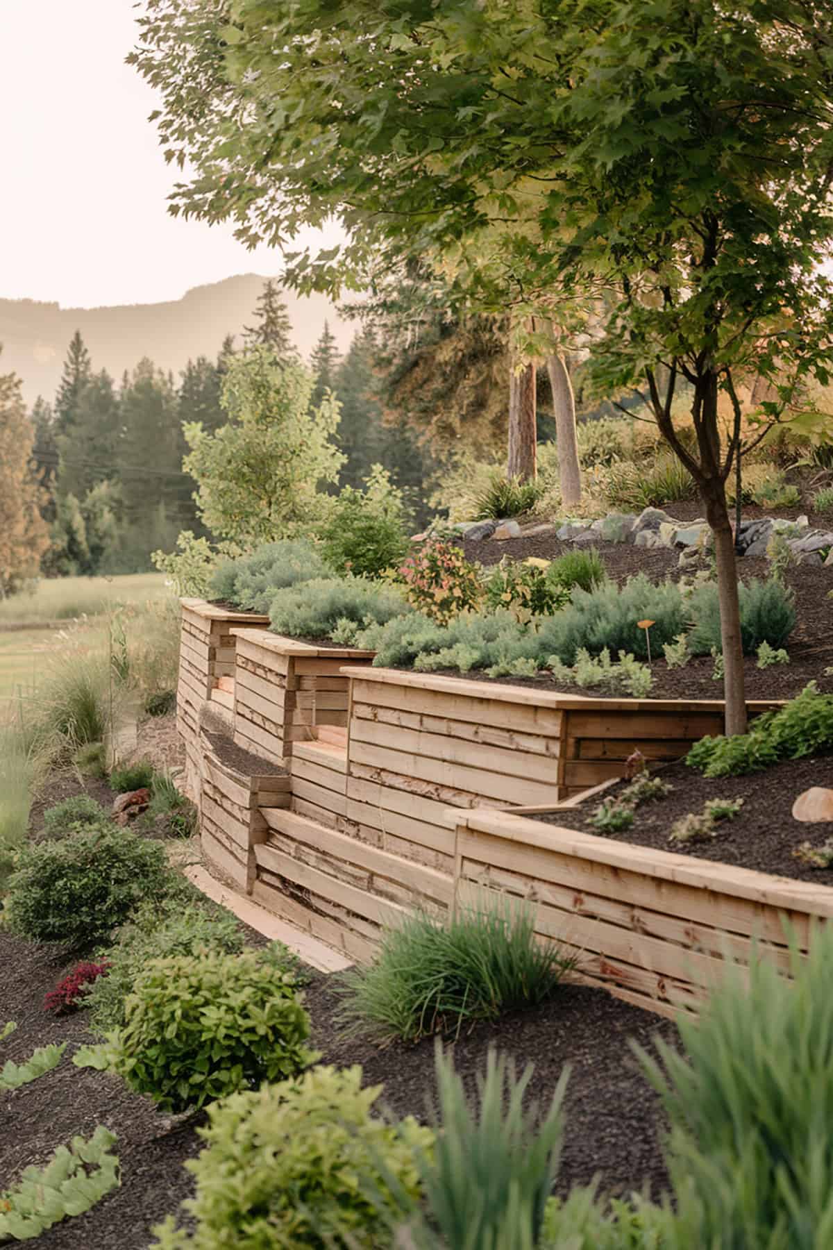 Log or Timber Retaining Walls