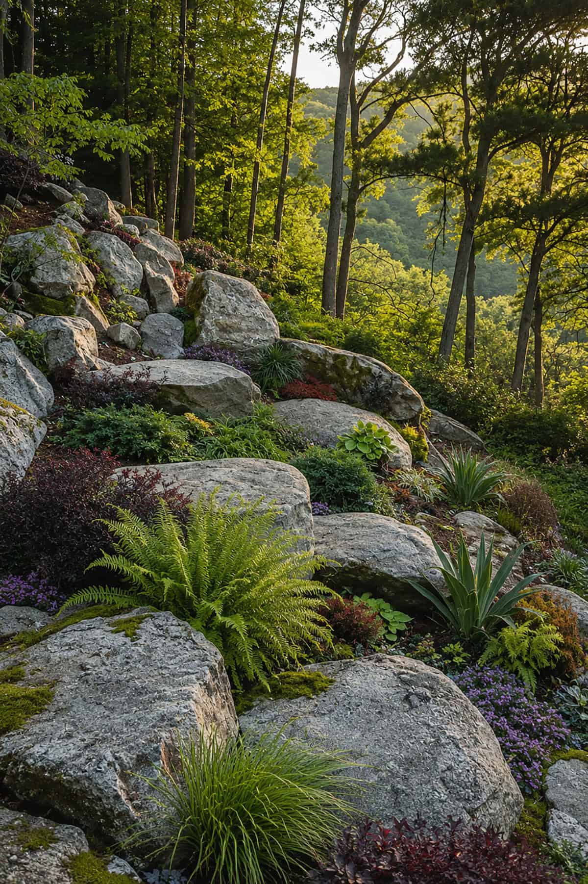 Rock Garden On A Woodland Slope