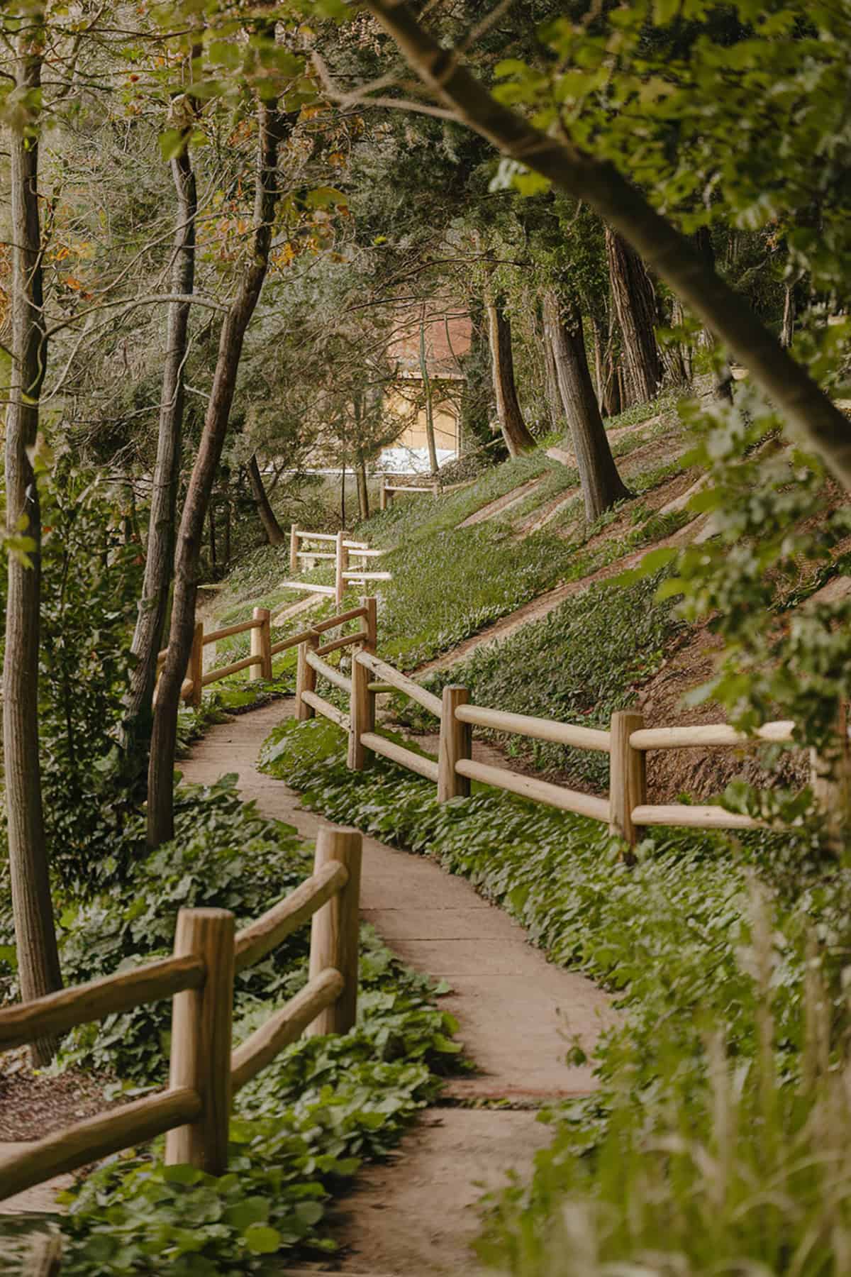 Rustic Wooden Railings on Pathways