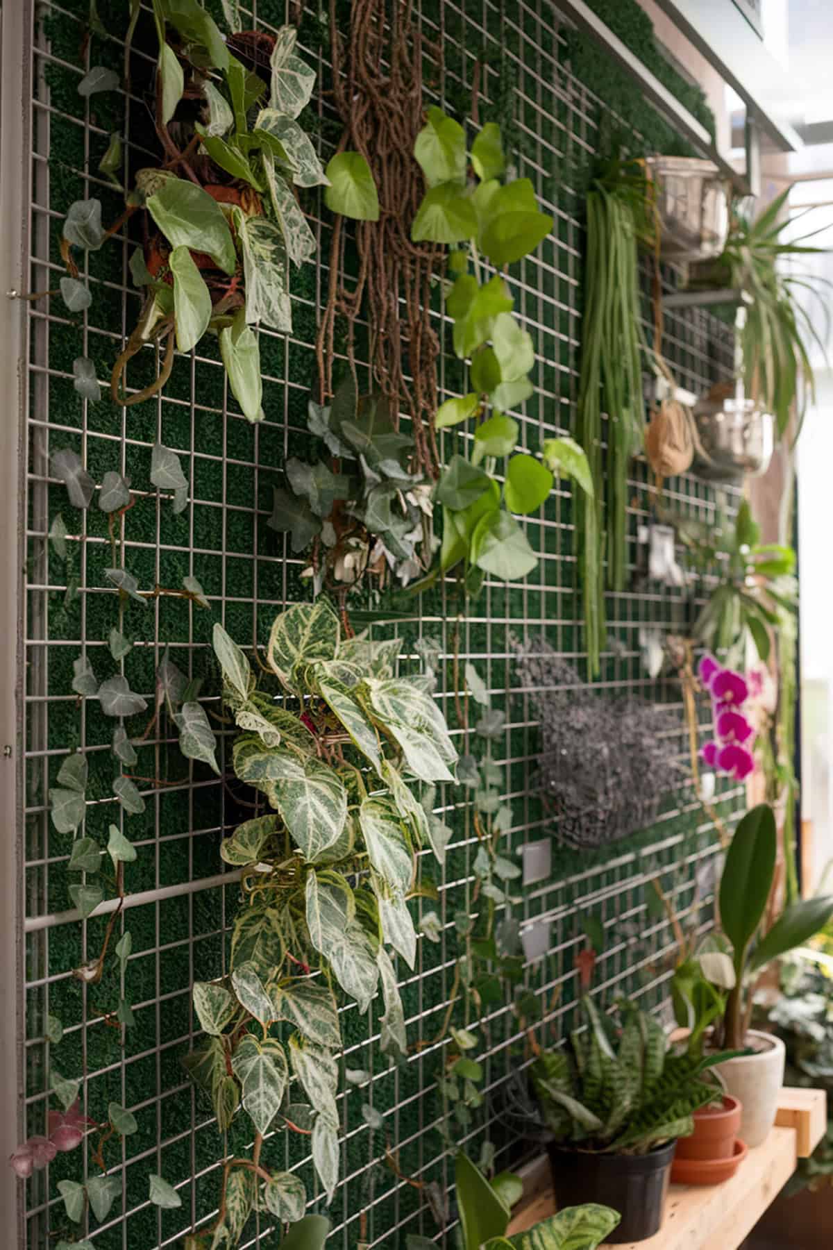 Wire Mesh Wall with Plants