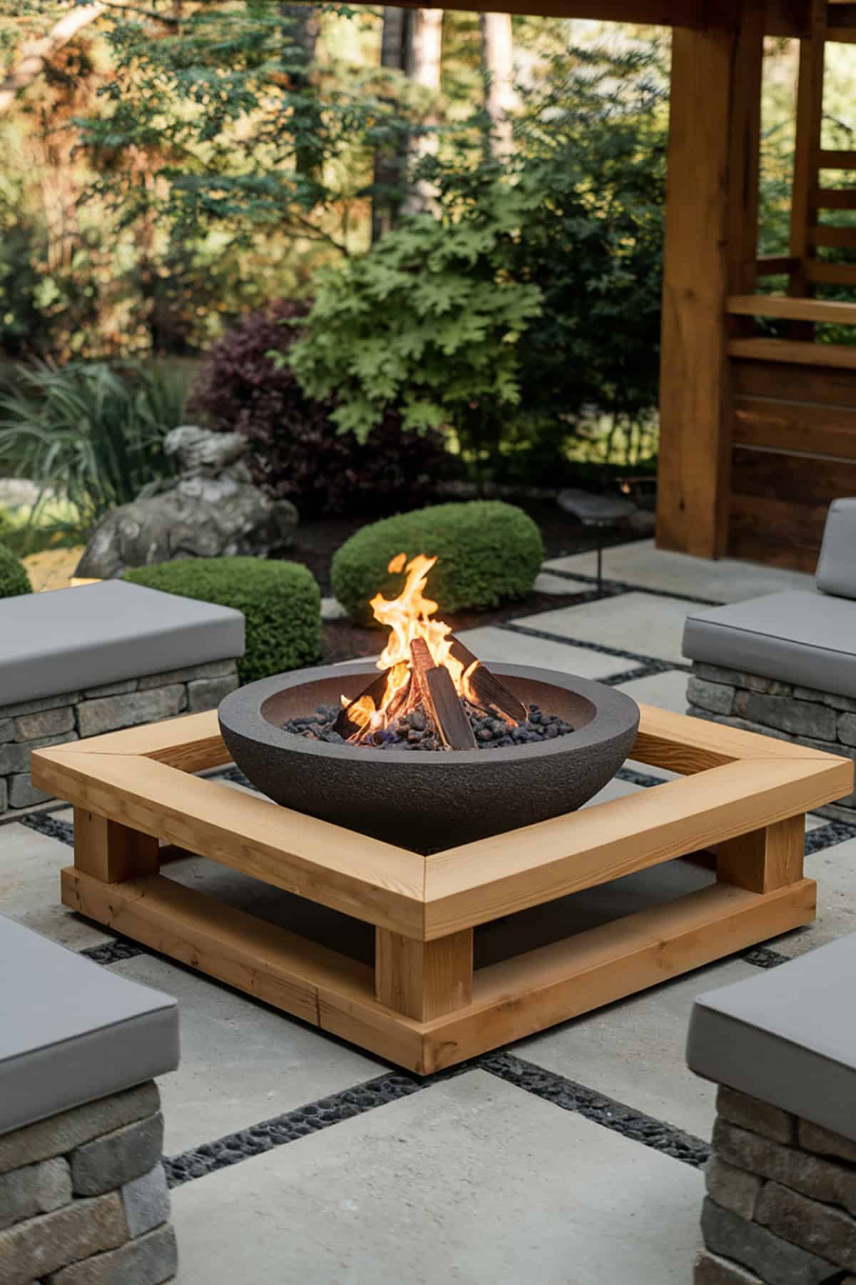 Zen Patio With Fire Bowl