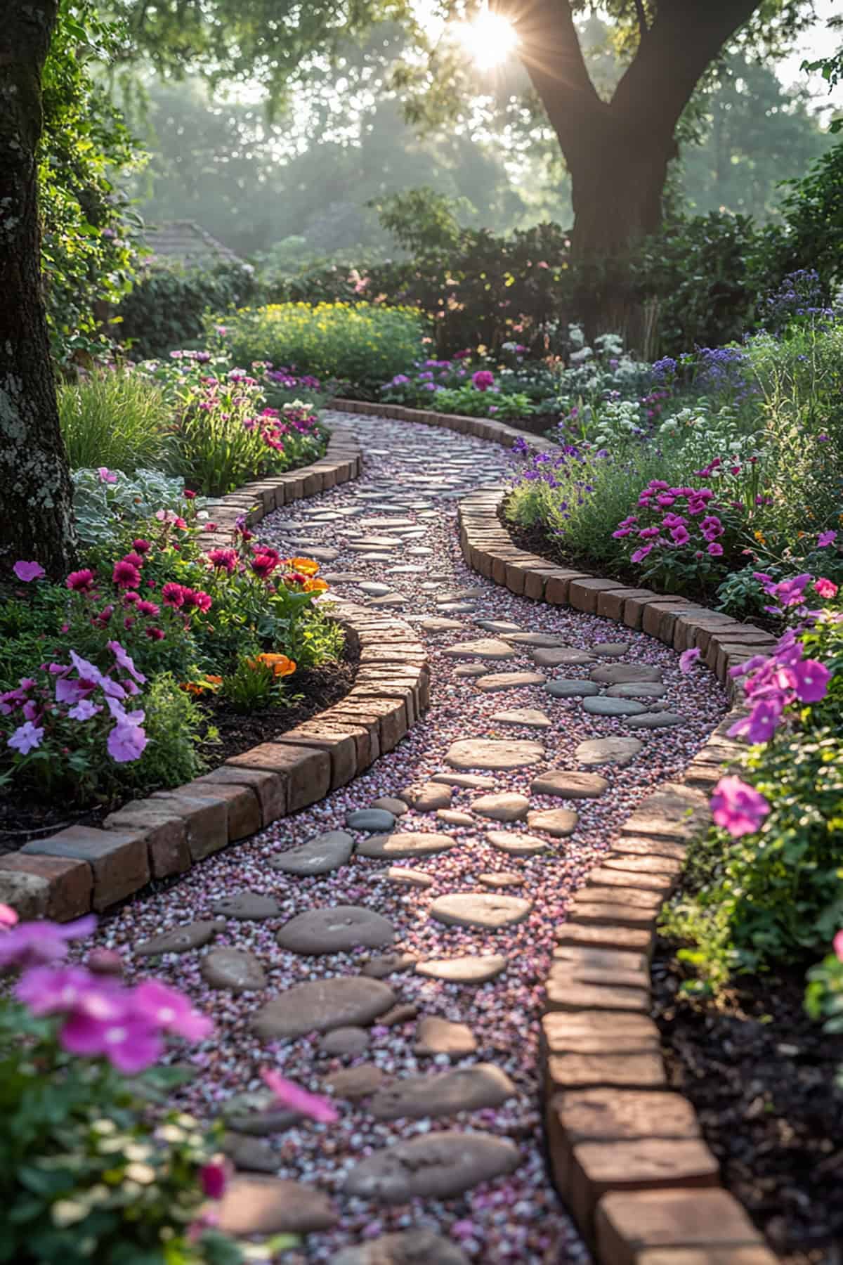 Brick And Gravel Path Border