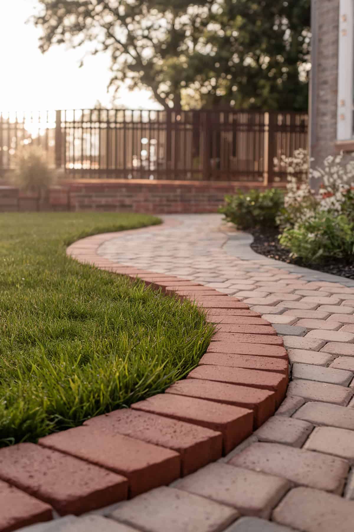 Brick Edging With A Pathway Transition