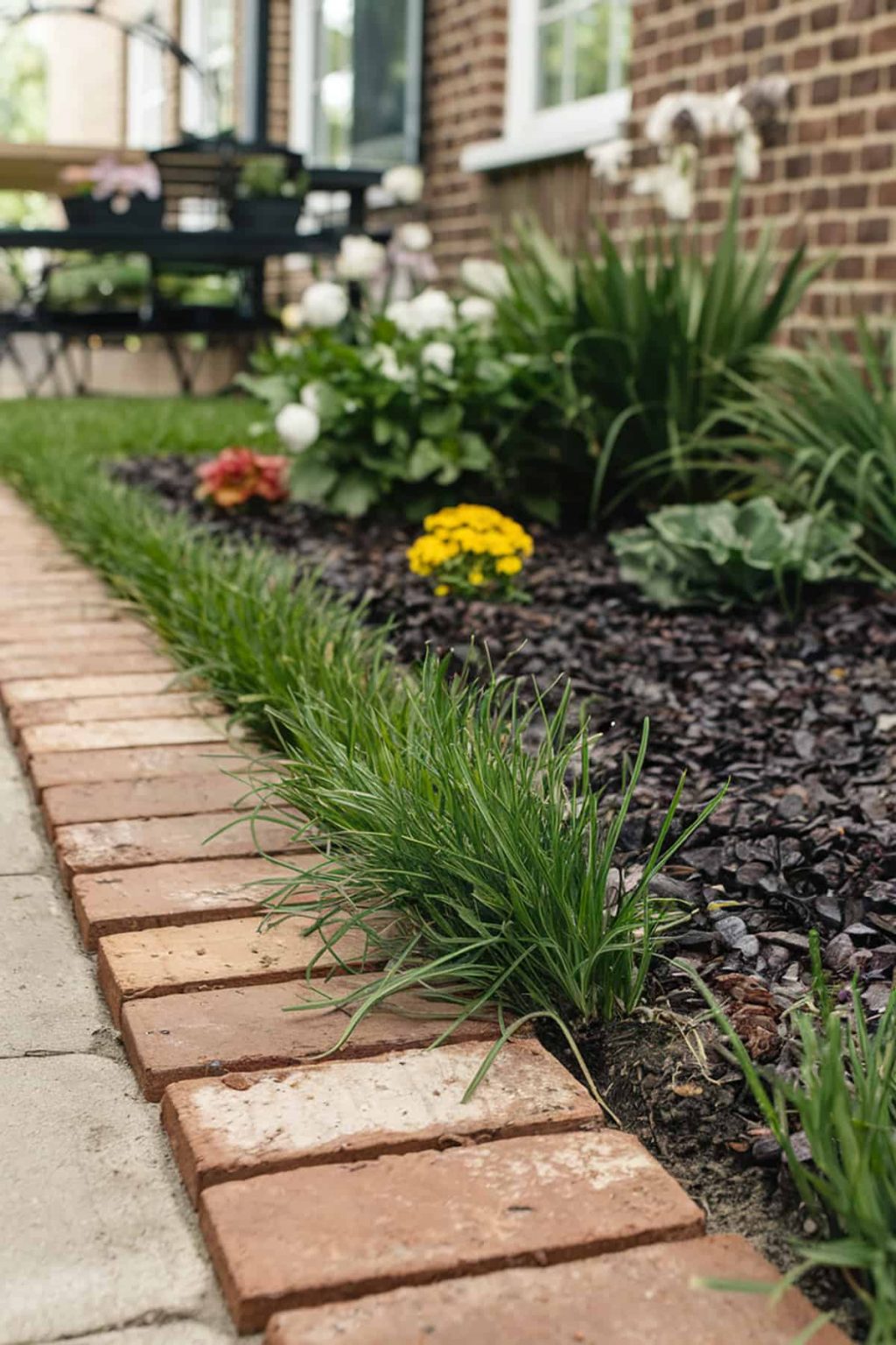 25 Practical And Beautiful Garden Brick Edging Ideas Plantglossary Brick Edging With Grass 1024x1536