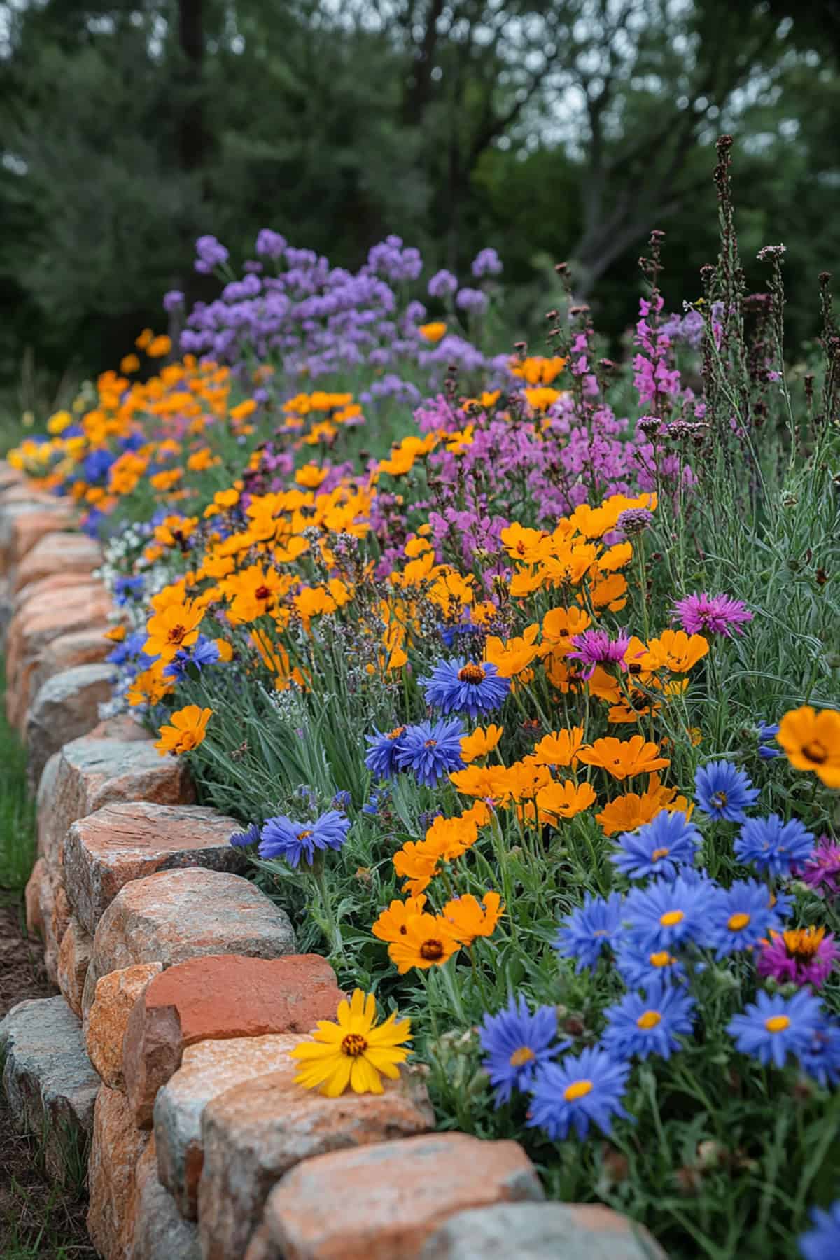 Brick Edging With Wildflowers