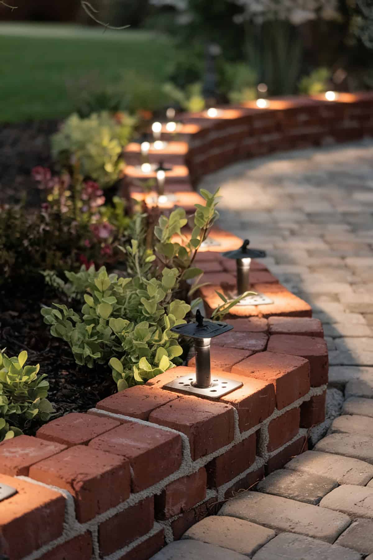 Brick Edging with Solar Lights