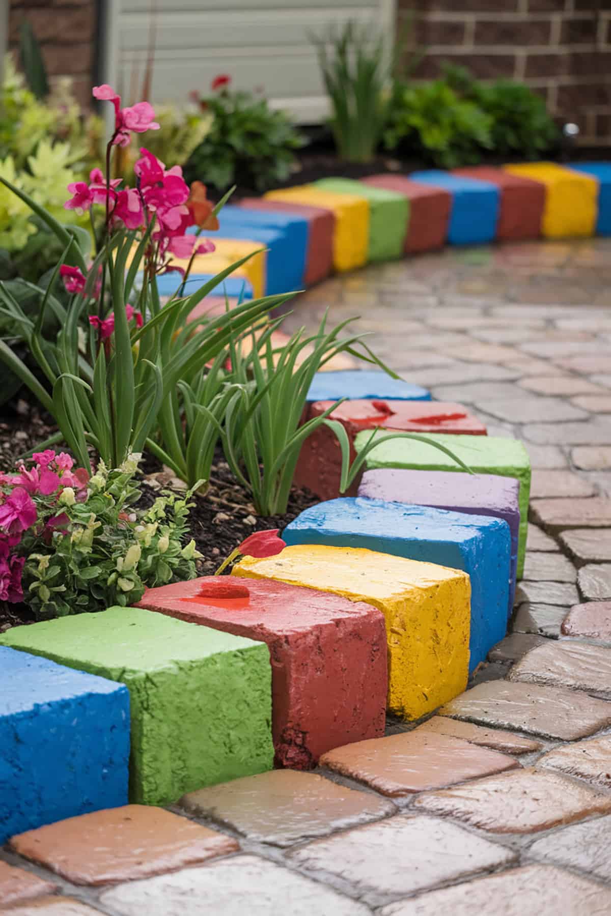 Painted Brick Edging