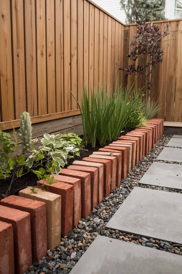 25 Practical And Beautiful Garden Brick Edging Ideas Plantglossary Vertical Brick Edging 768x1152
