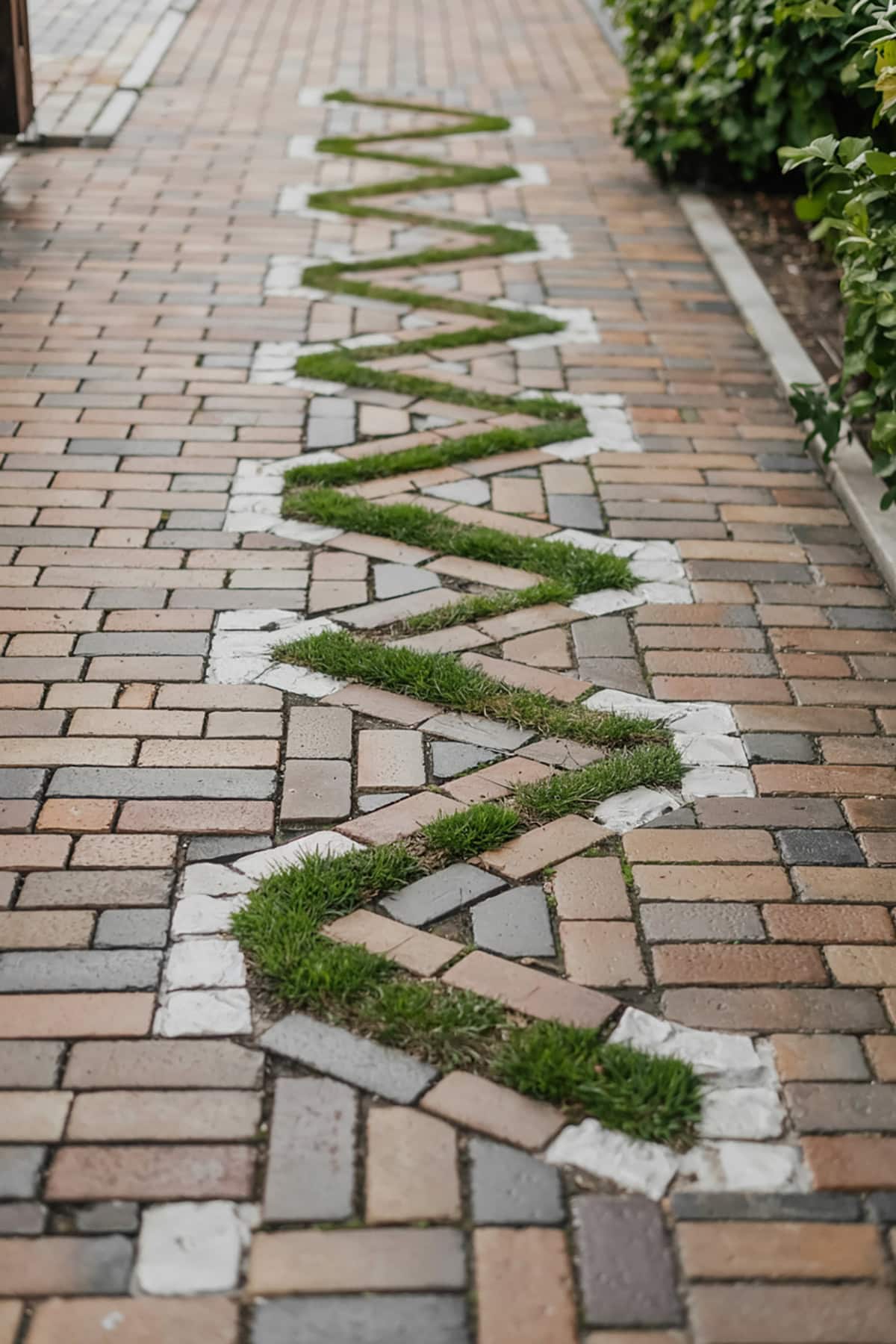 Brick Path with Grass Inlays