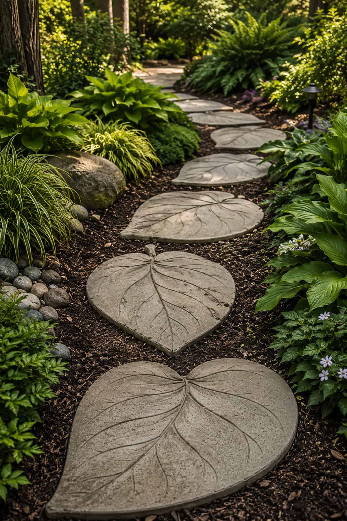 Leaf Shaped Concrete Stepping Stones