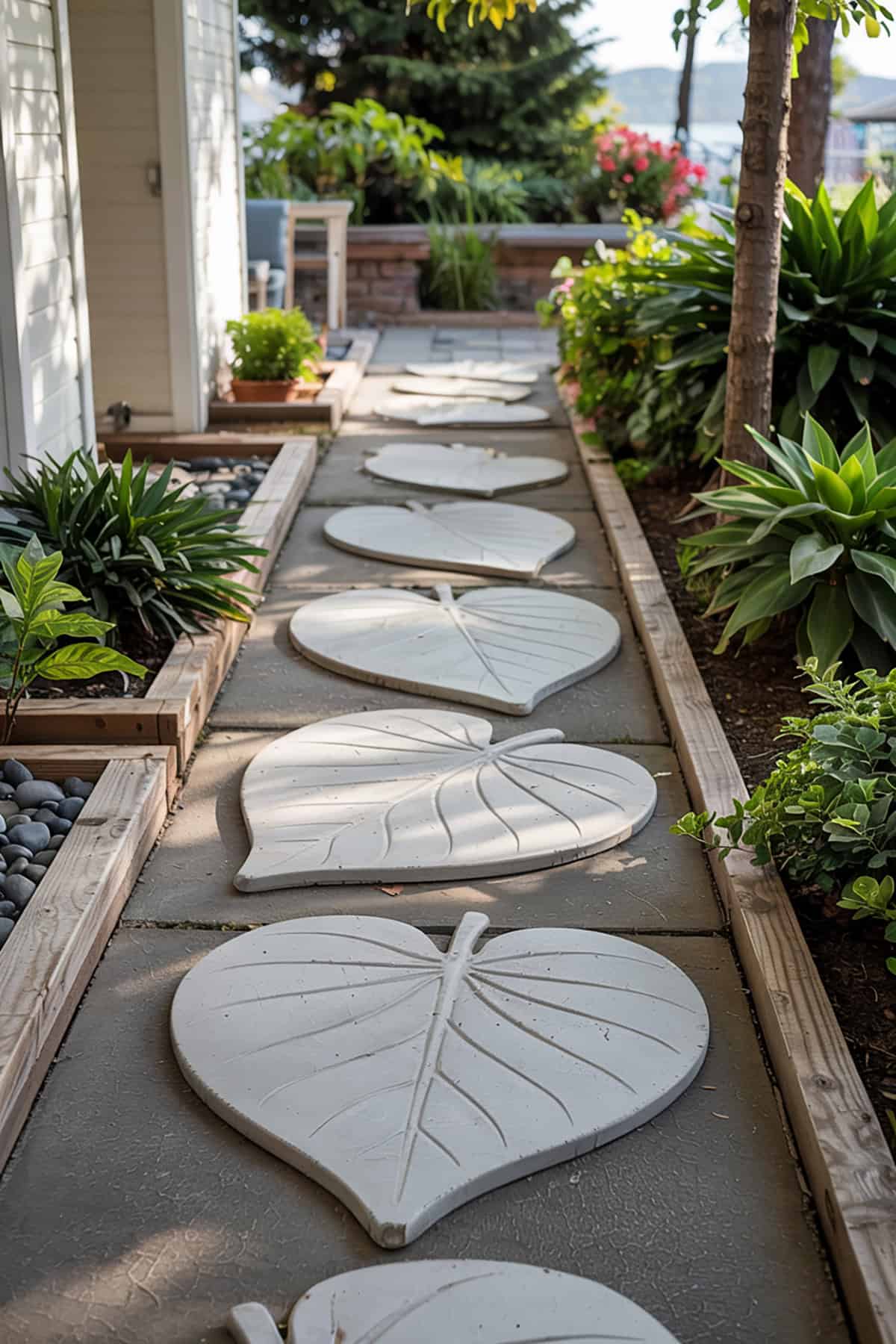 Leaf Shaped Concrete Stepping Stones