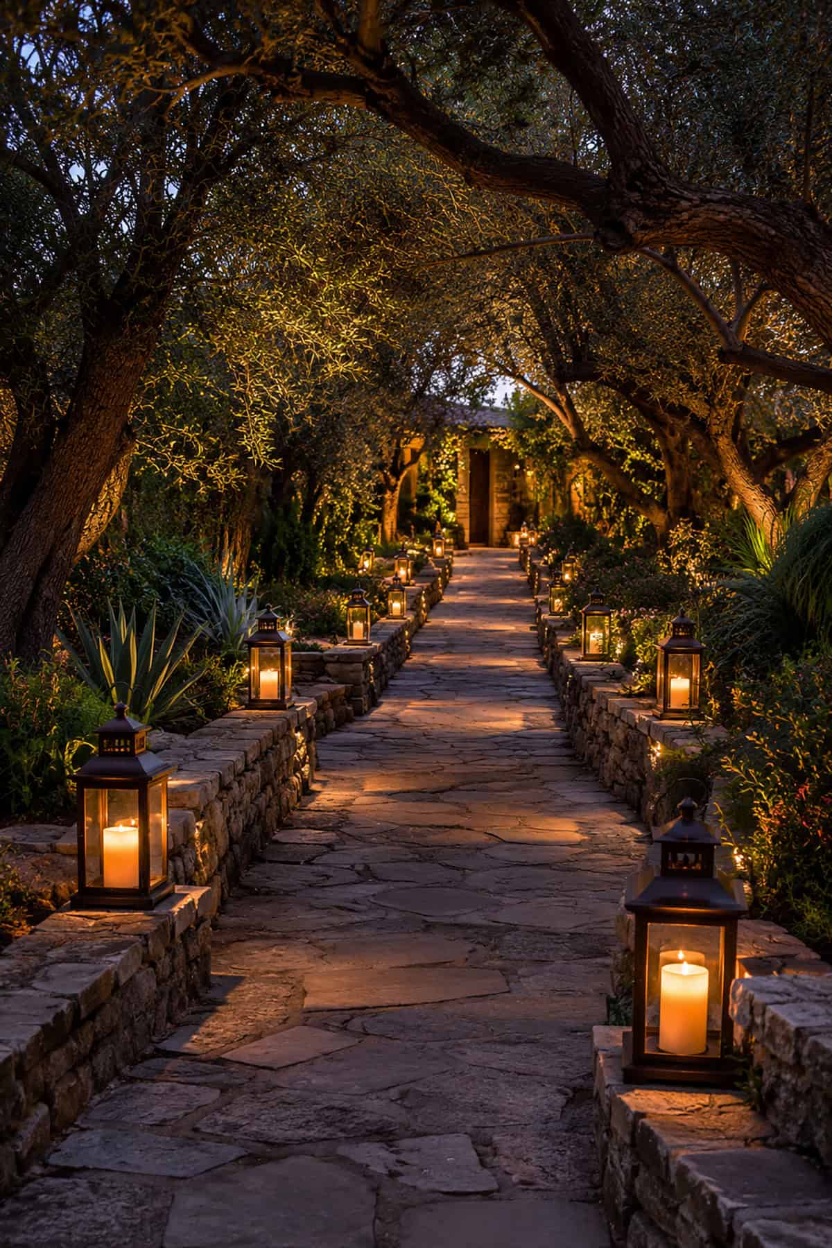 Pathway Lined With Lanterns
