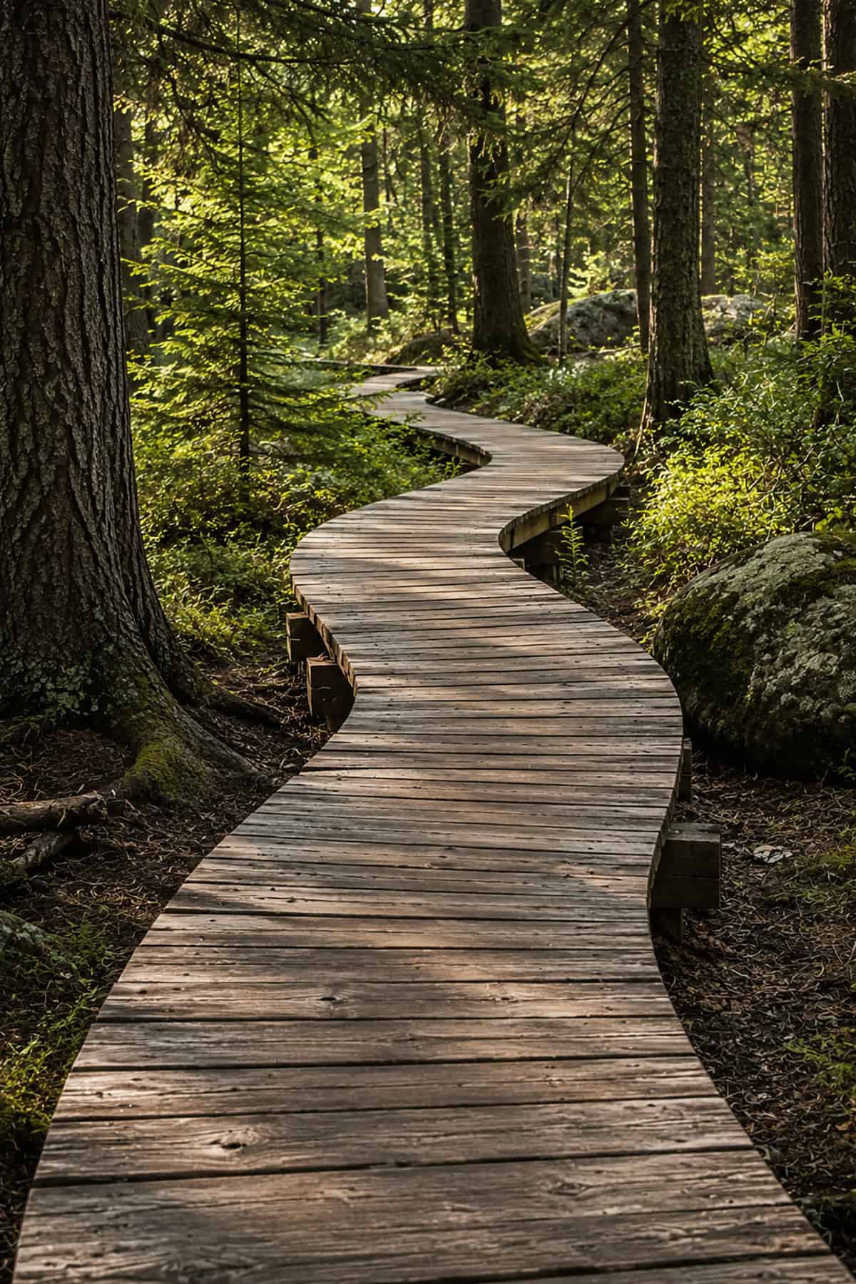 Rustic Wooden Plank Path