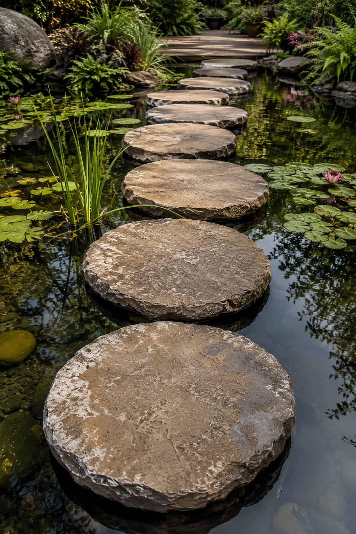 Stepping Stones Through A Pond