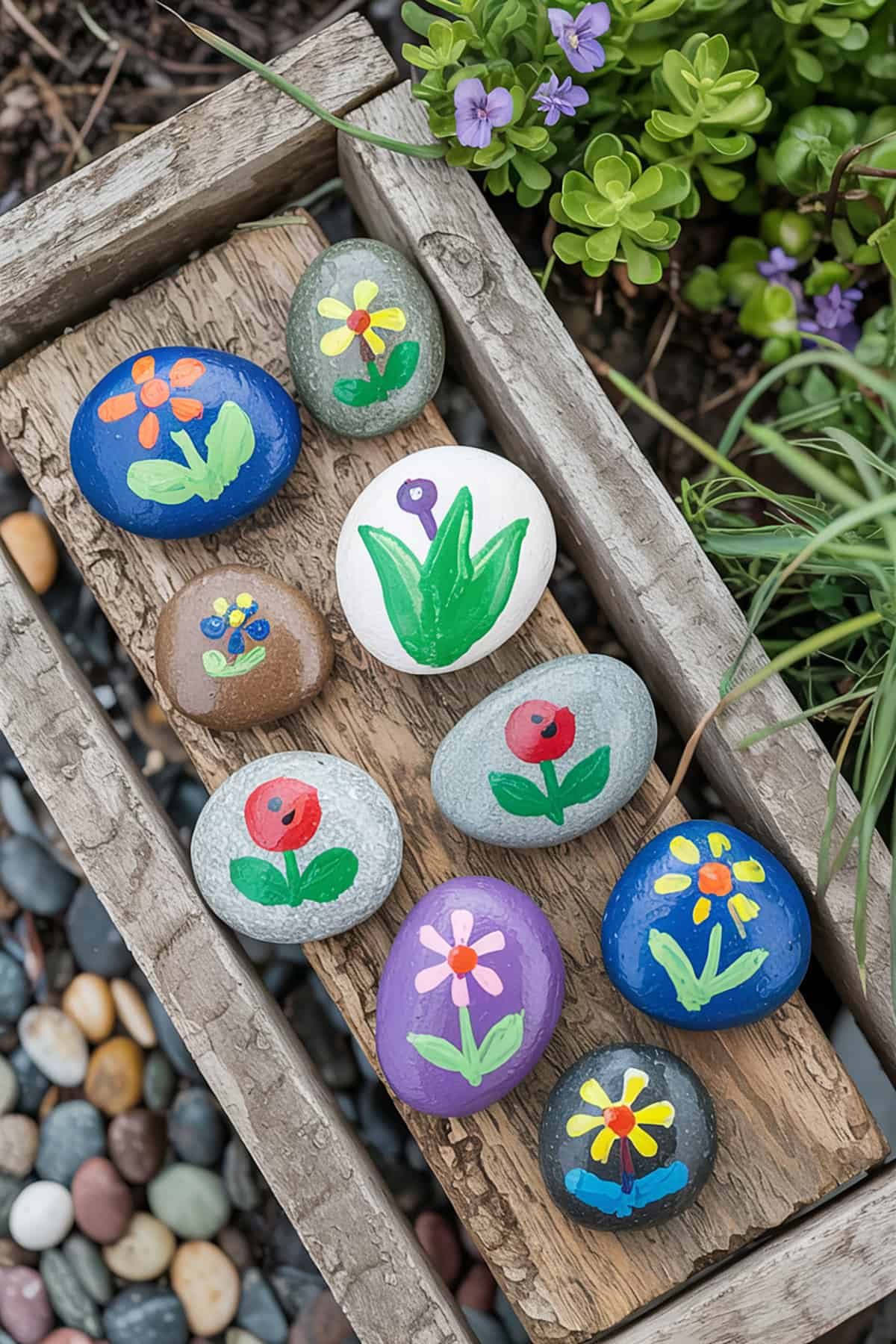 Painted Stones as Garden Markers