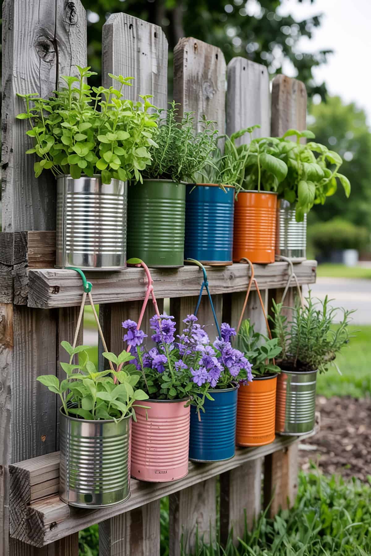 Recycled Tin Can Herb Garden