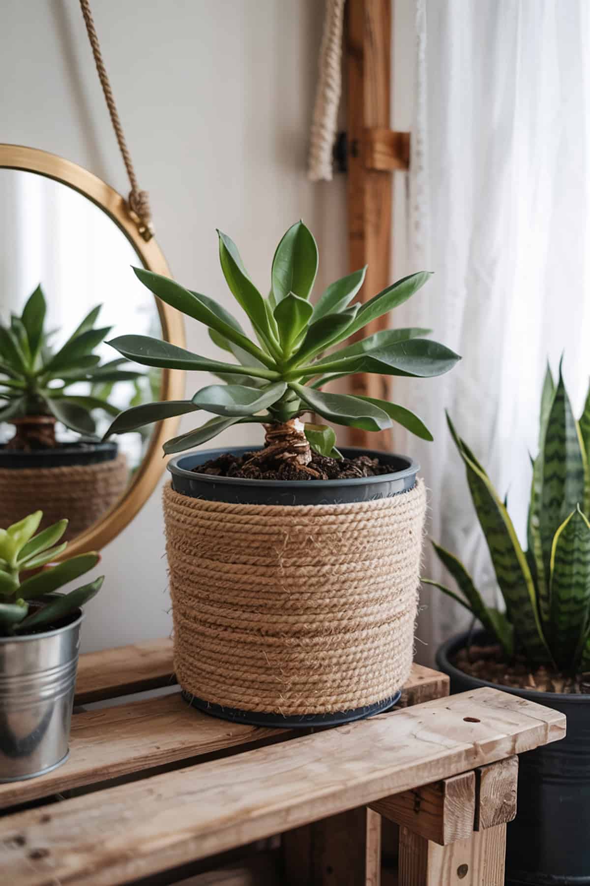 Rope Wrapped Planter from Bucket