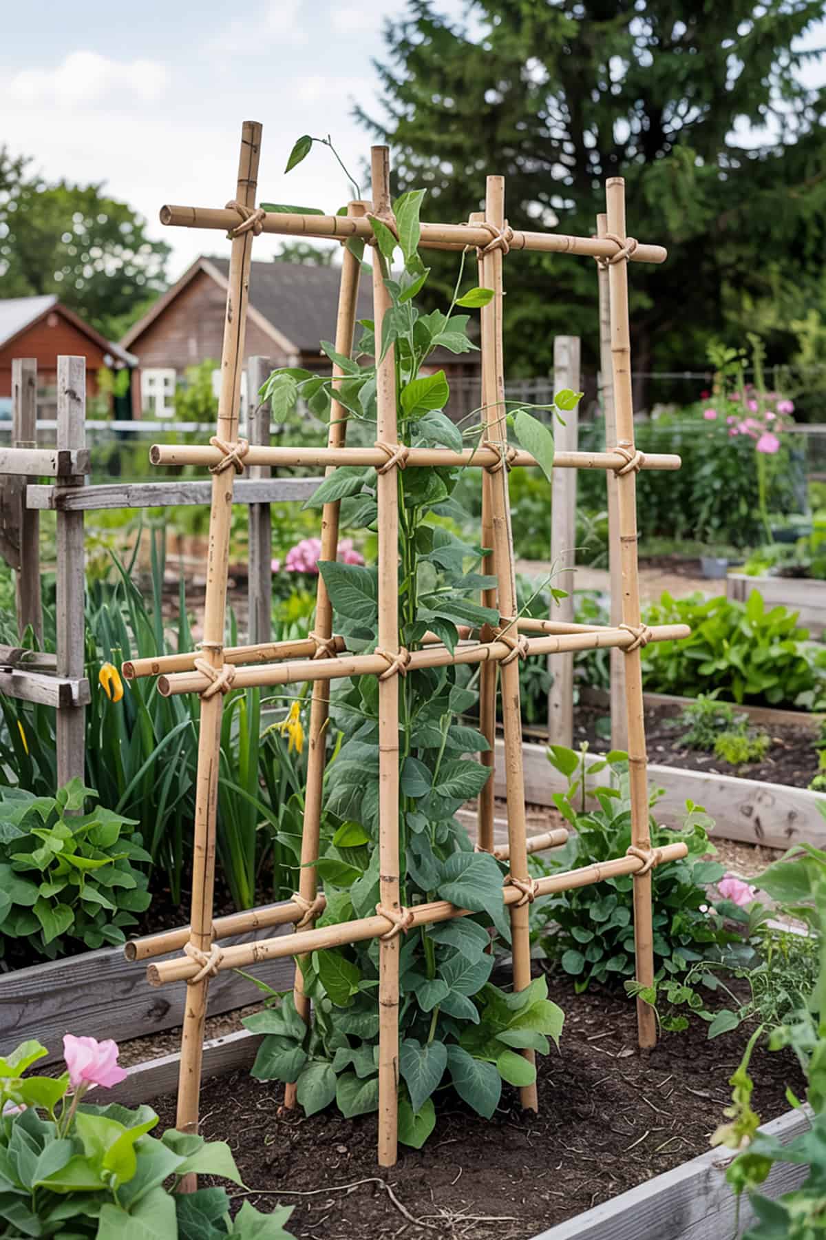 Simple DIY Trellis with Bamboo or Sticks
