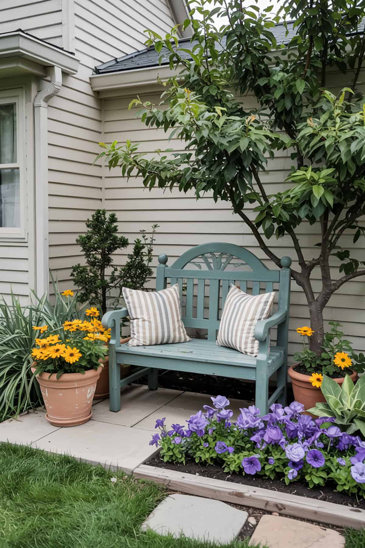 Thrifted Bench in Garden Nook