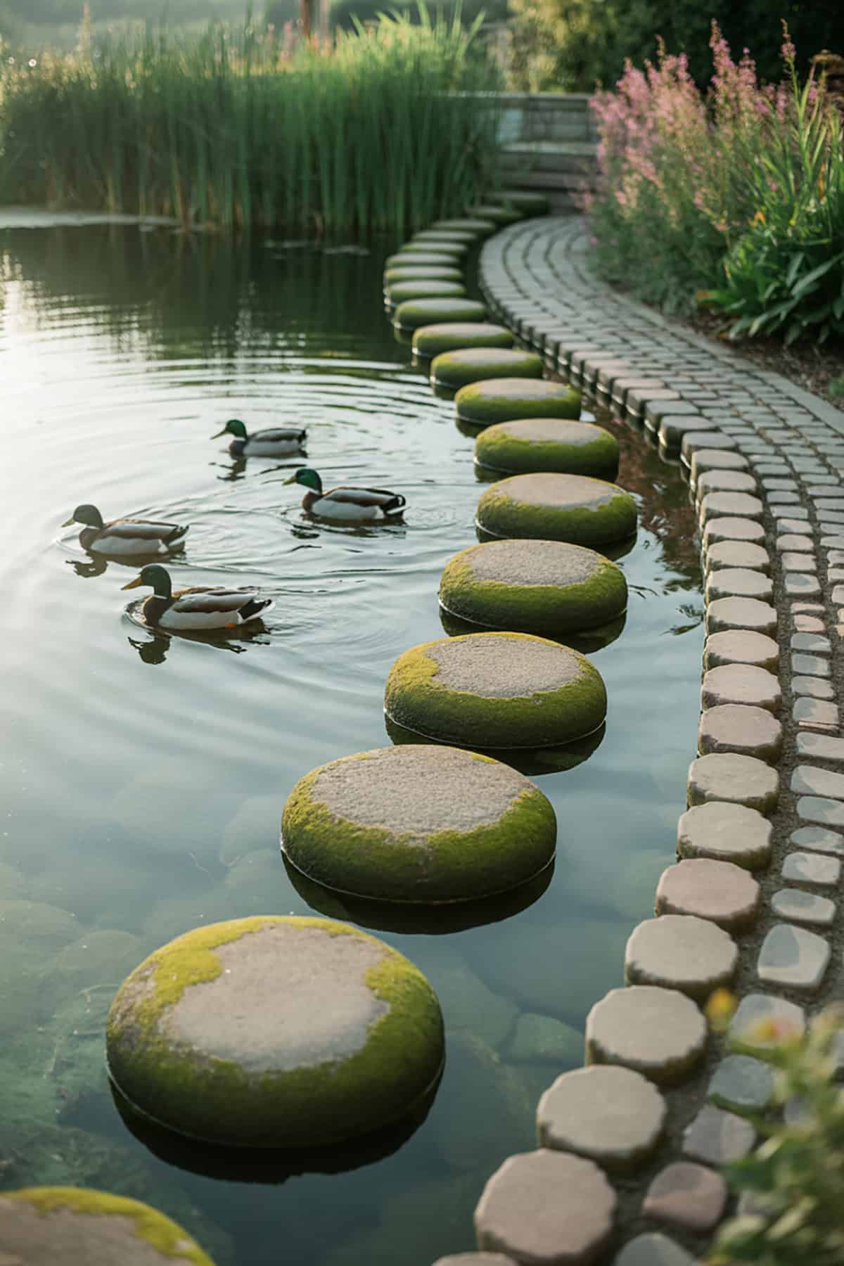 Cobblestone Edged Duck Pond