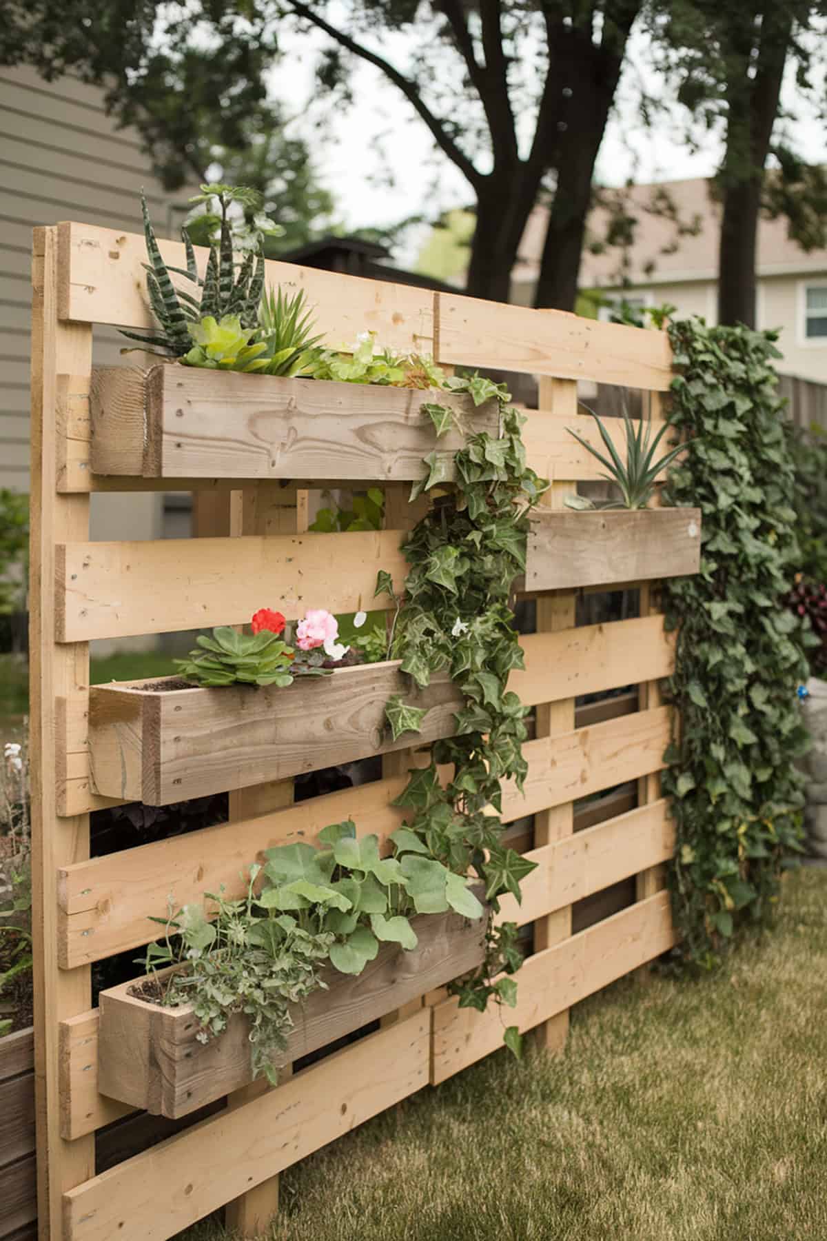 DIY Pallet Fence With Planters