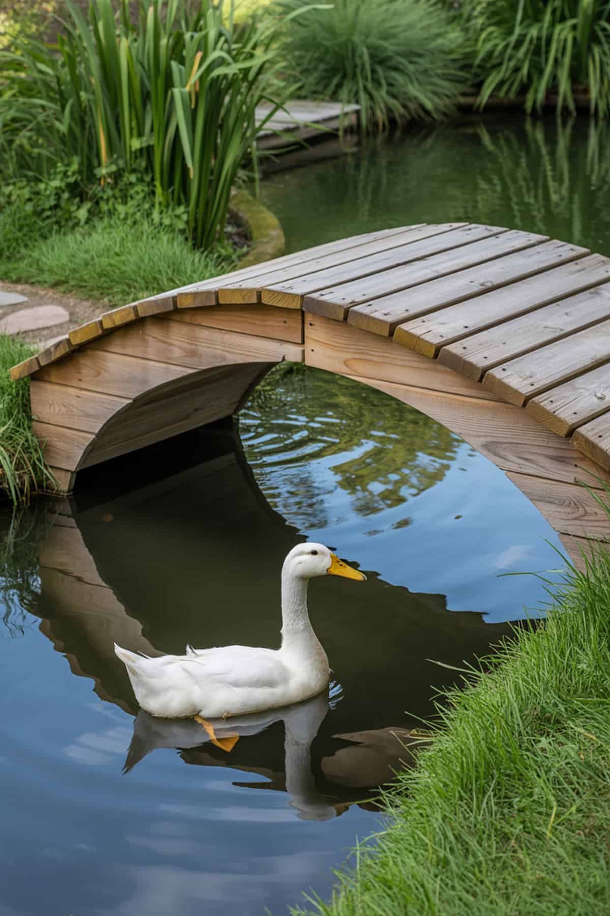 Duck Pond with Wooden Footbridge