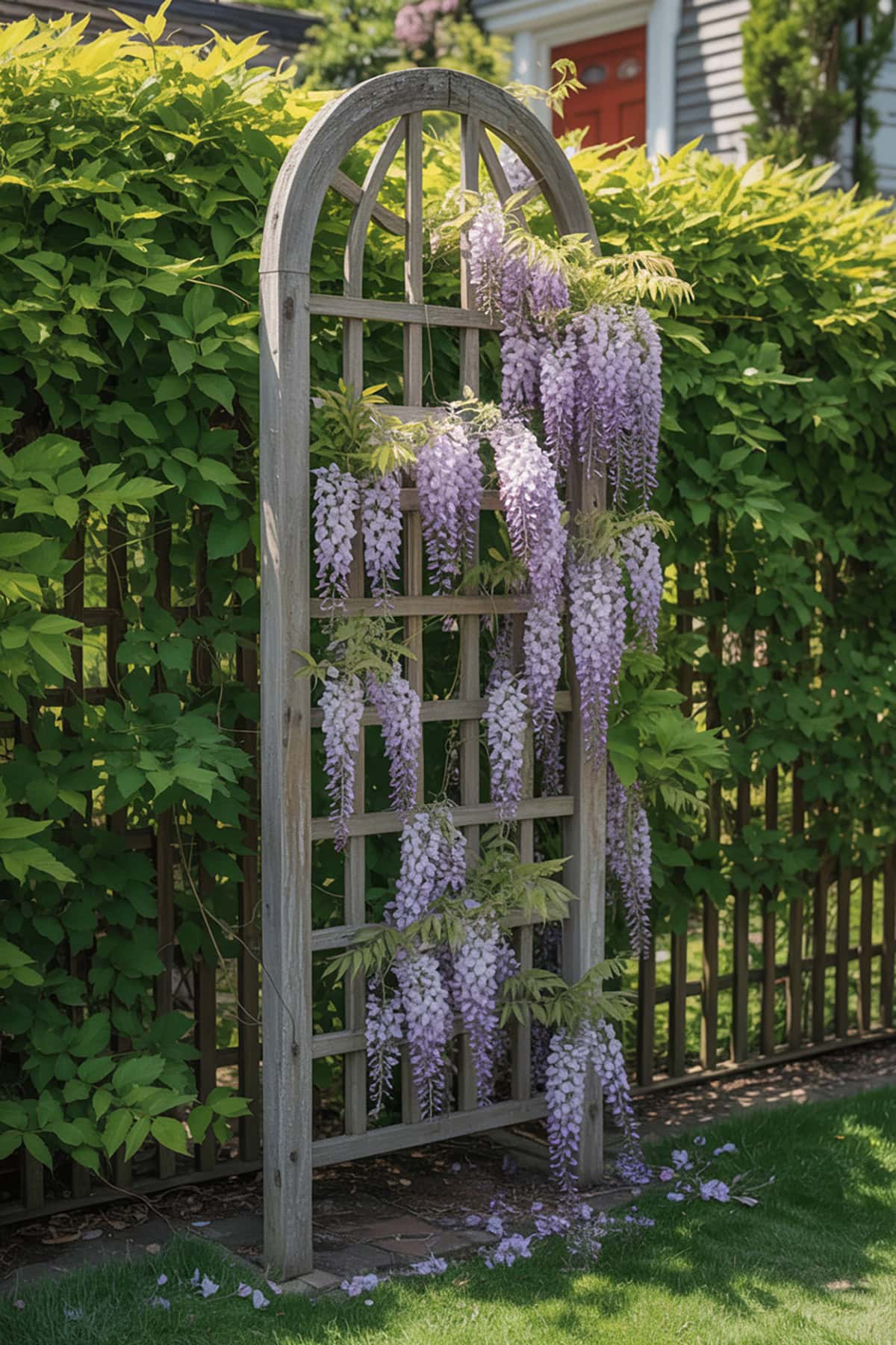 Freestanding Trellis With Vines