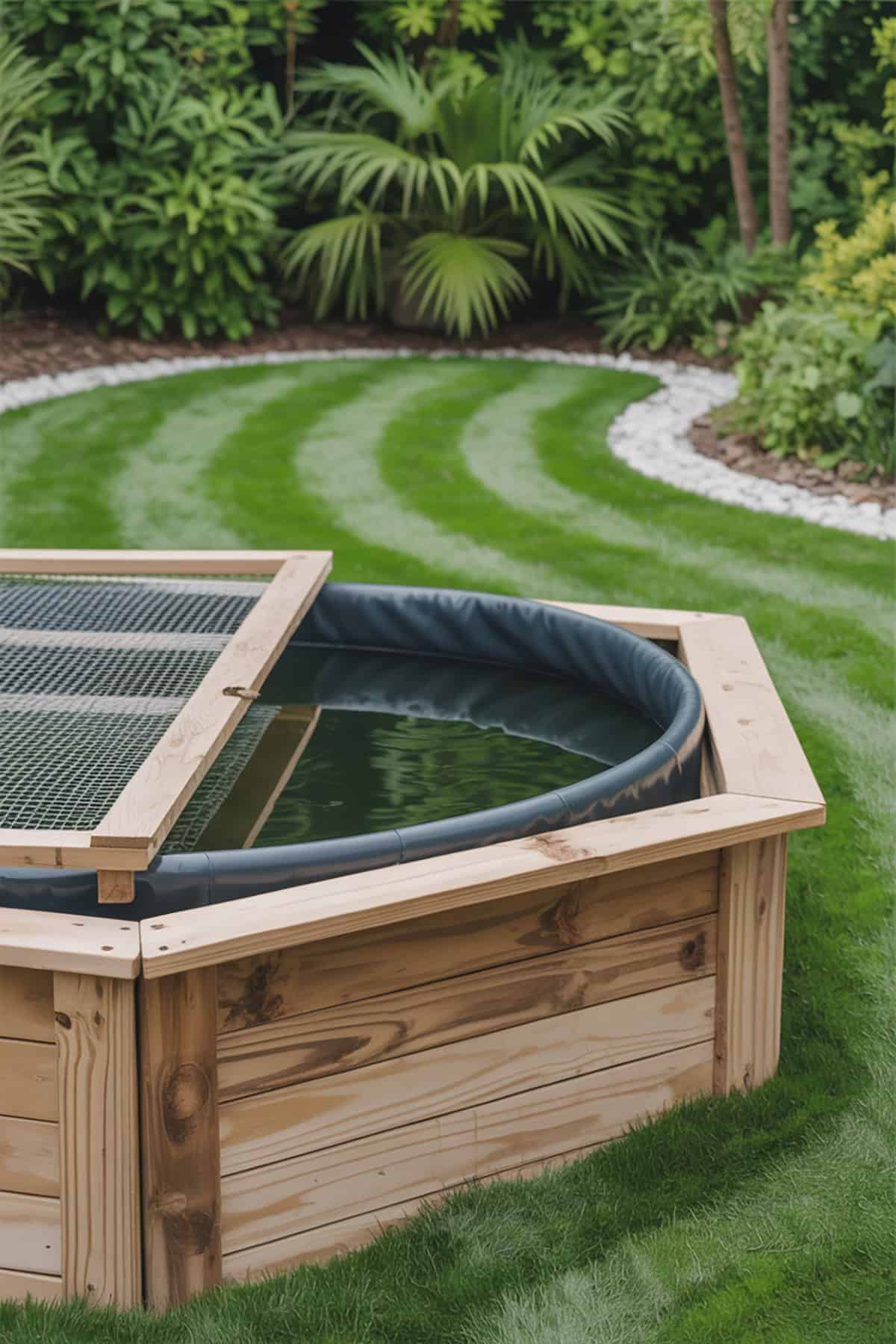 Raised Rubber Liner Pond with Wood Frame