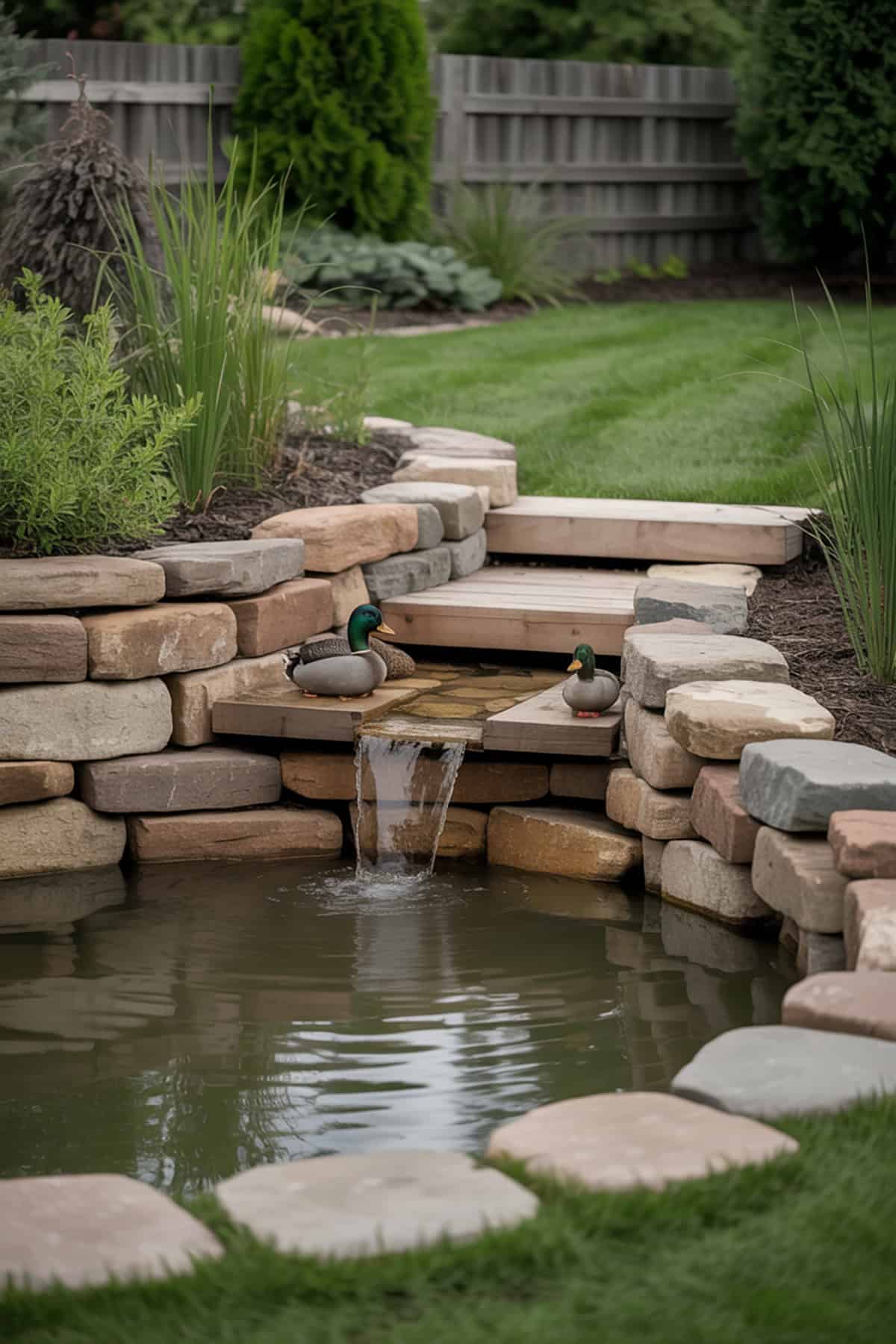 Rustic Rock Wall Pond