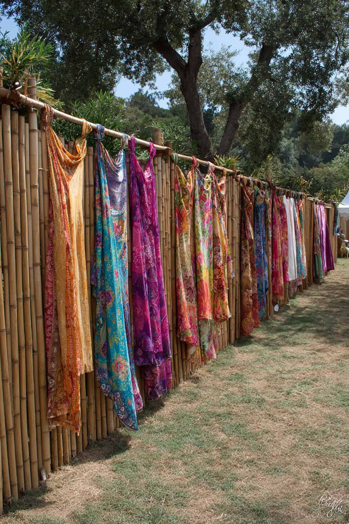 Bamboo Fence with Fabric Draping