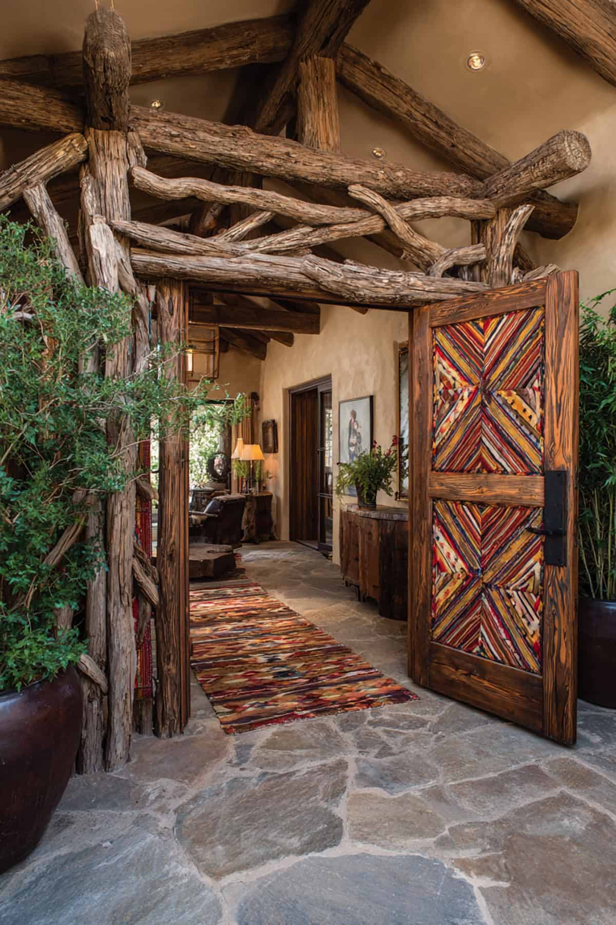 Boho Driftwood Frame Gate with Fabric Accents