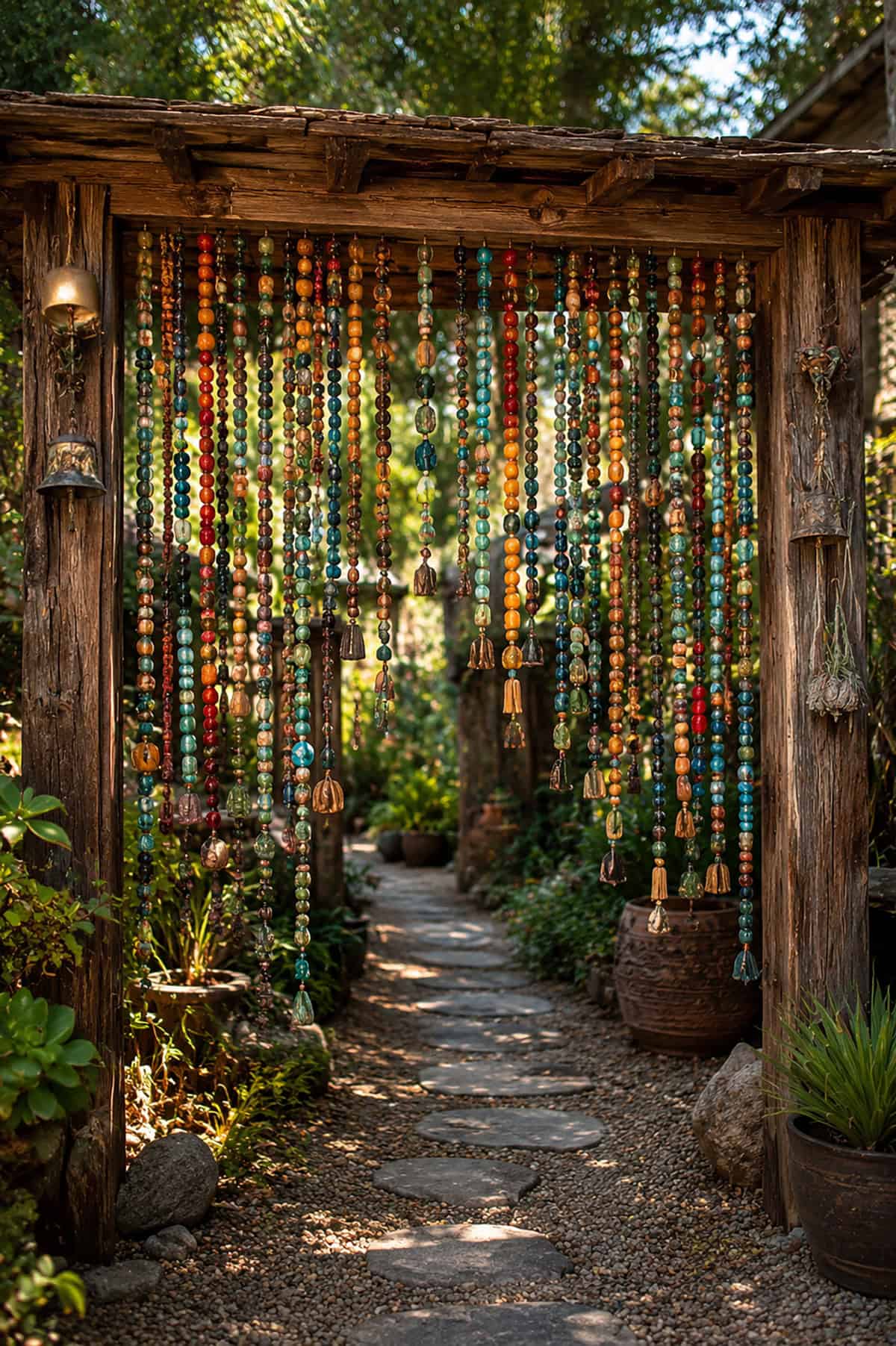 Boho Gate Framed With Hanging Bead Strands