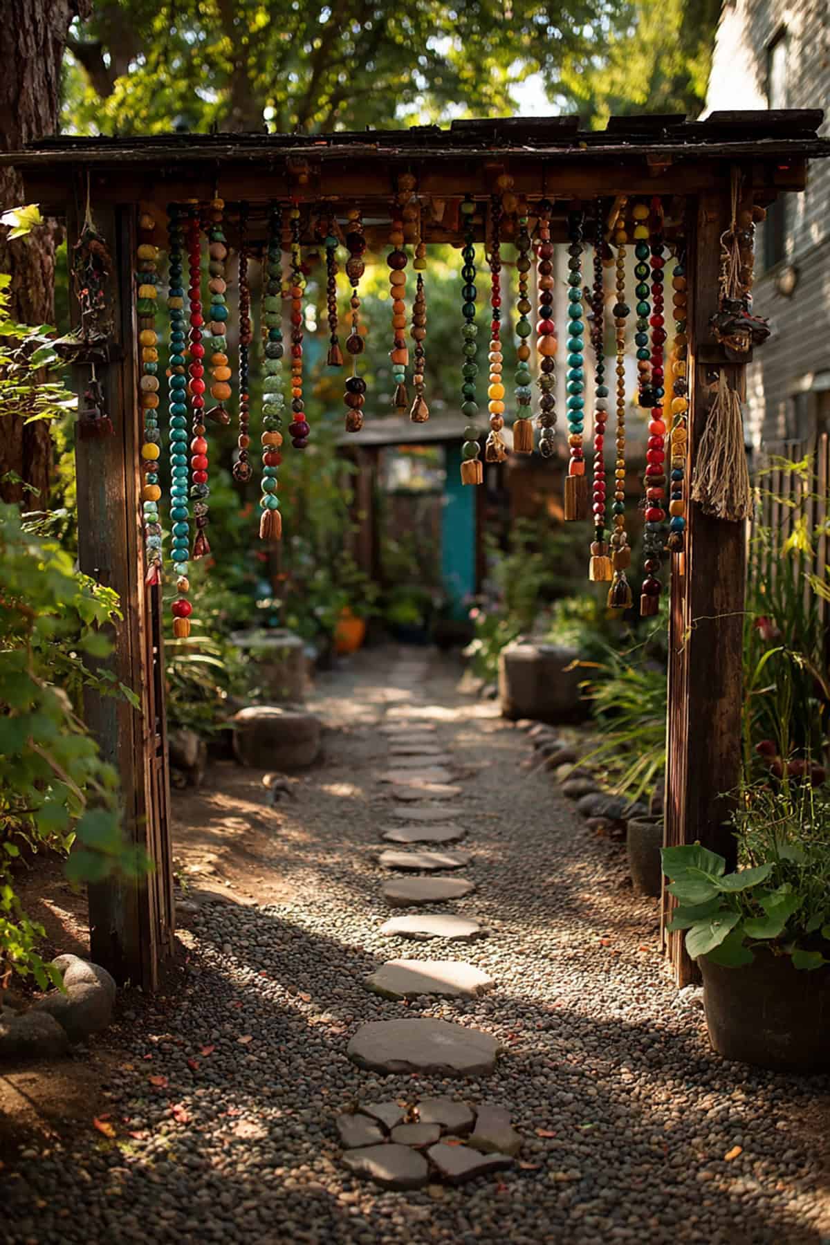 Boho Gate Framed with Hanging Bead Strands
