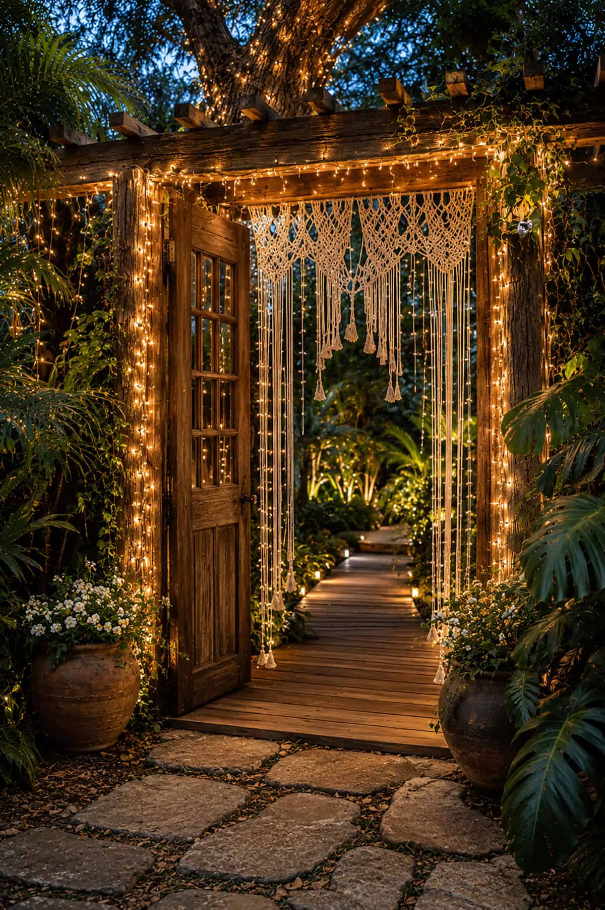 Boho Gate With Fairy Light Curtain