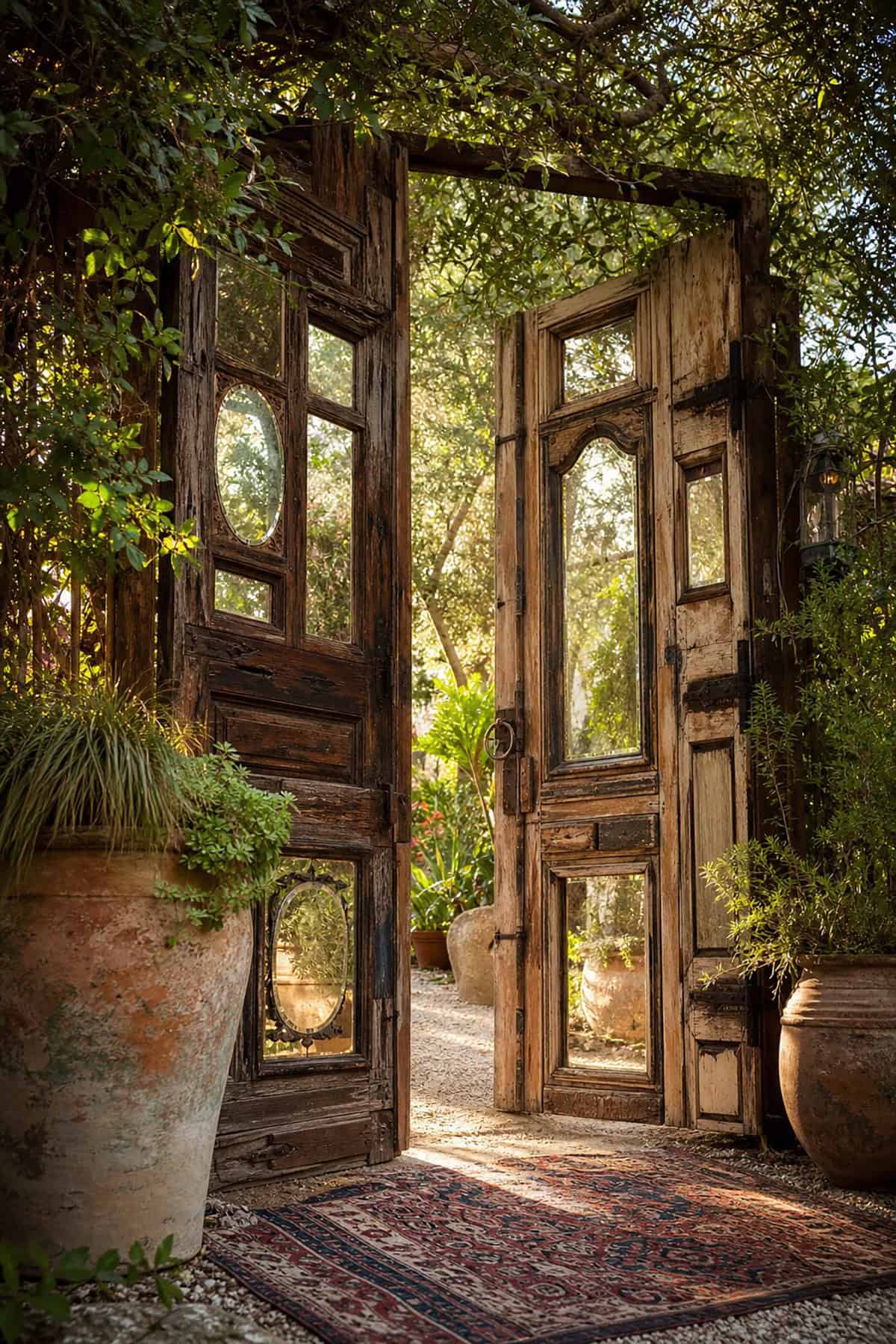 Boho Gate With Vintage Mirror Inserts