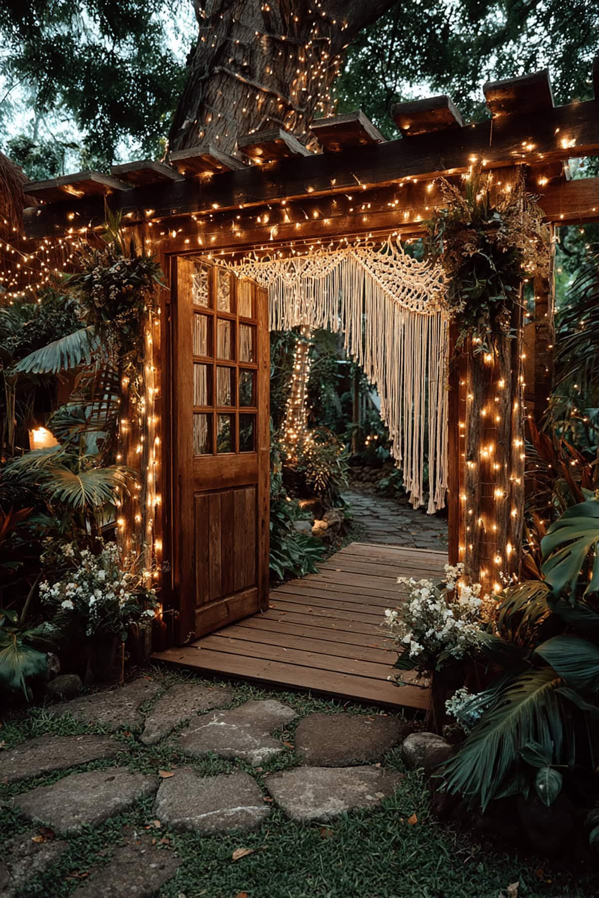 Boho Gate with Fairy Light Curtain
