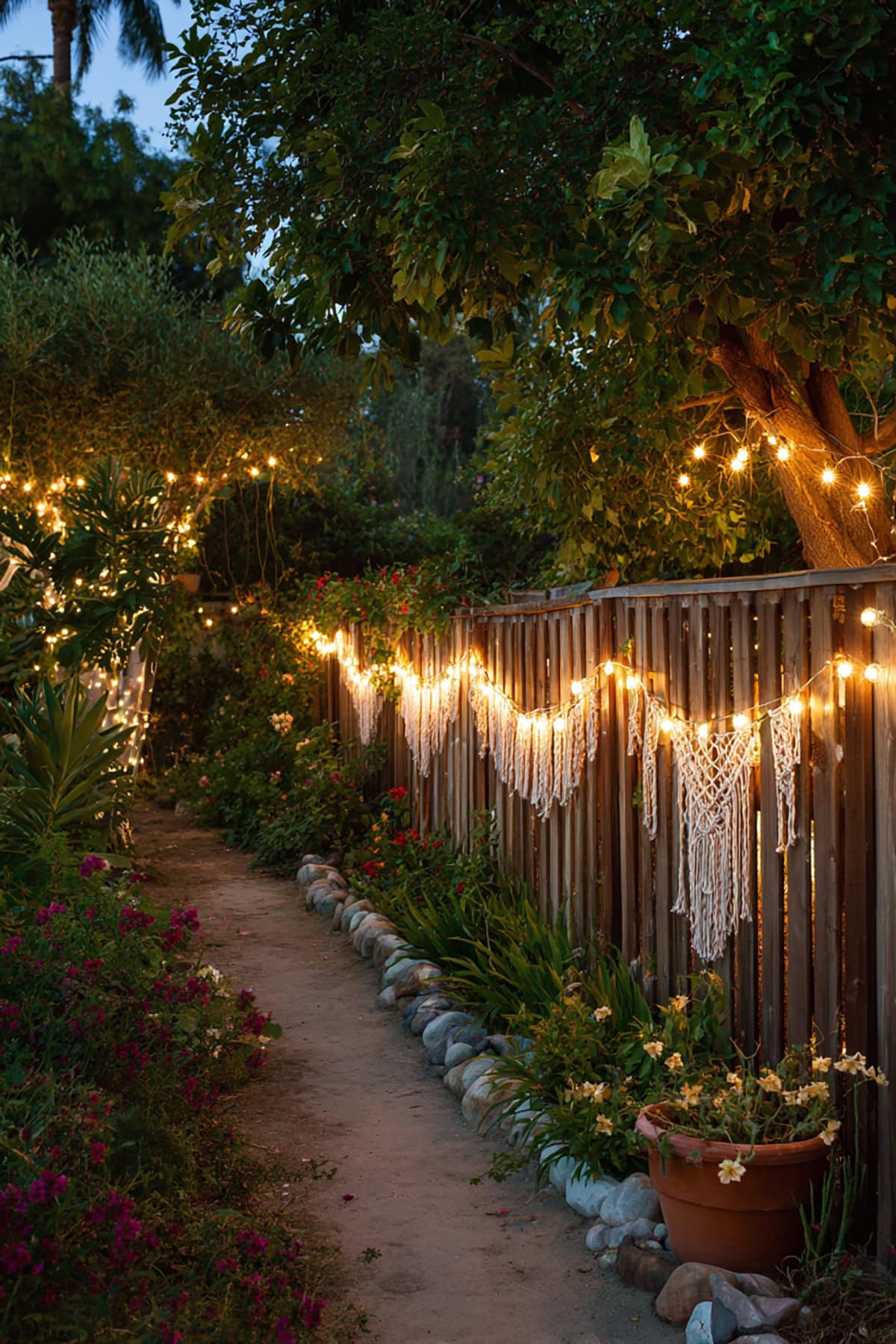 Boho String Light Fence