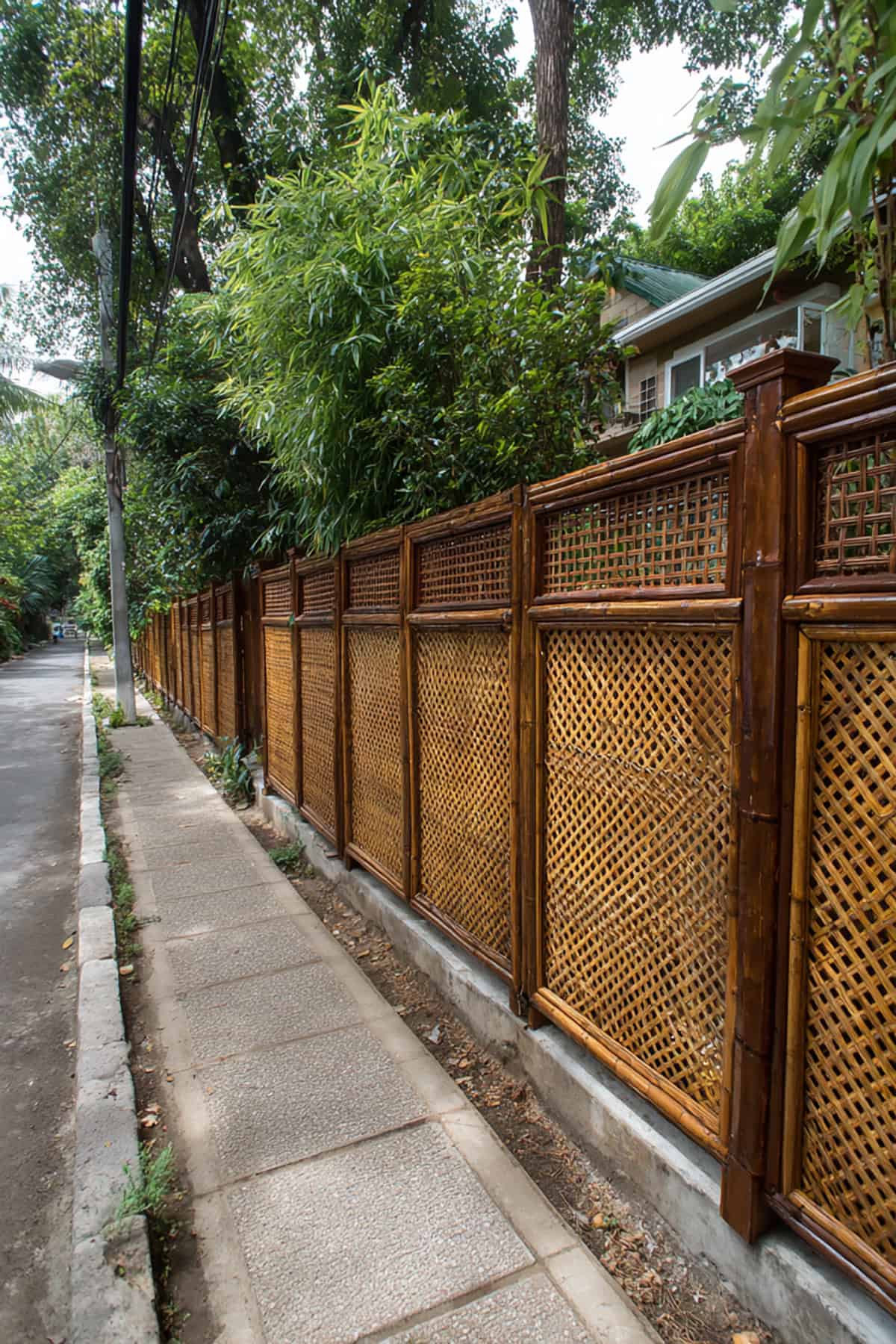 Cane Panel Fence with Patterned Staining