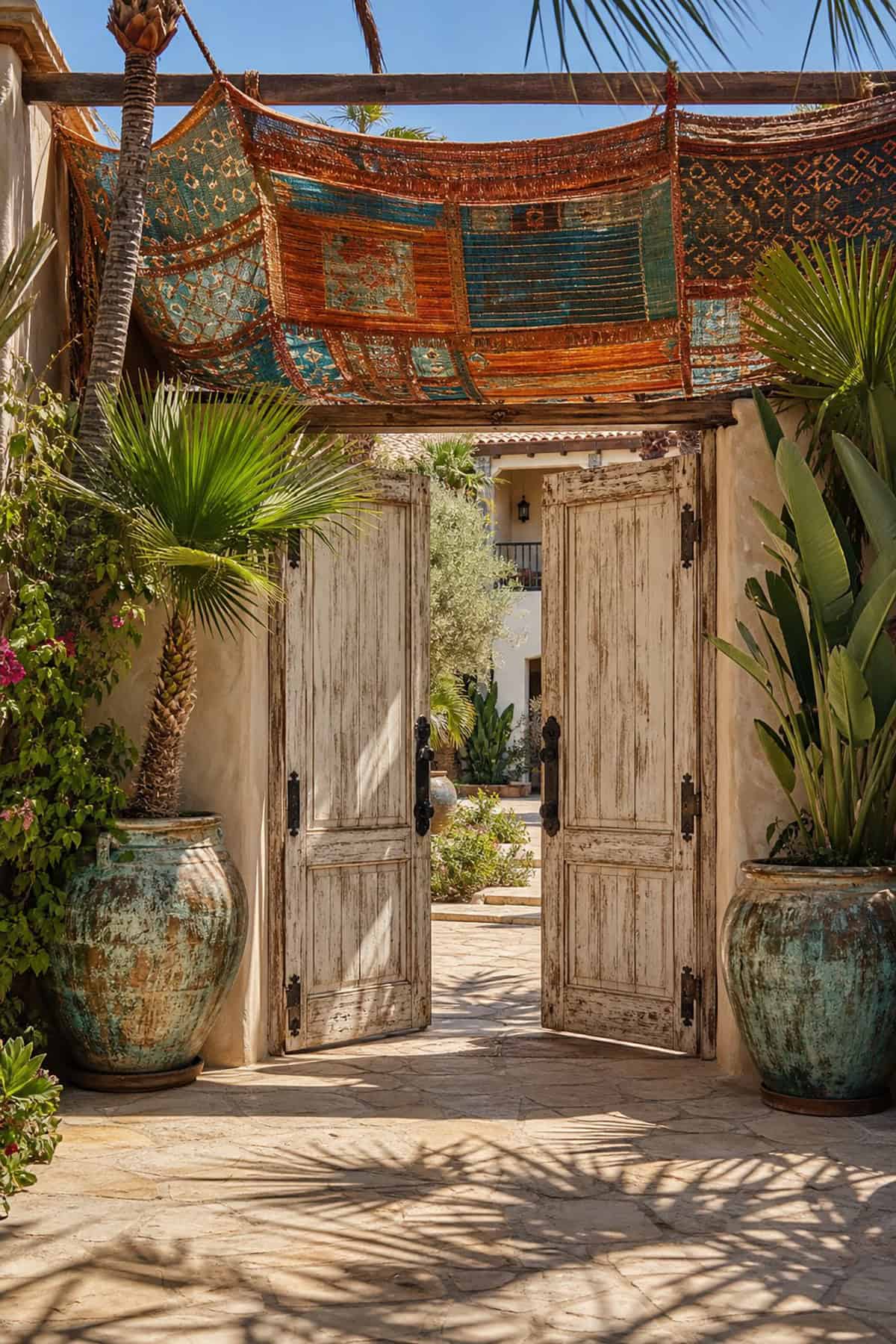 Double Door Gate With Fabric Canopy