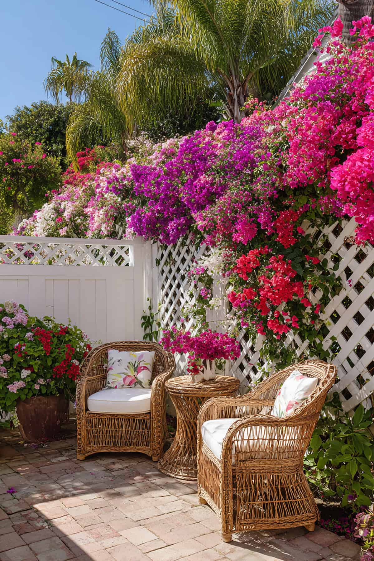 Fence Covered in Climbing Bougainvillea