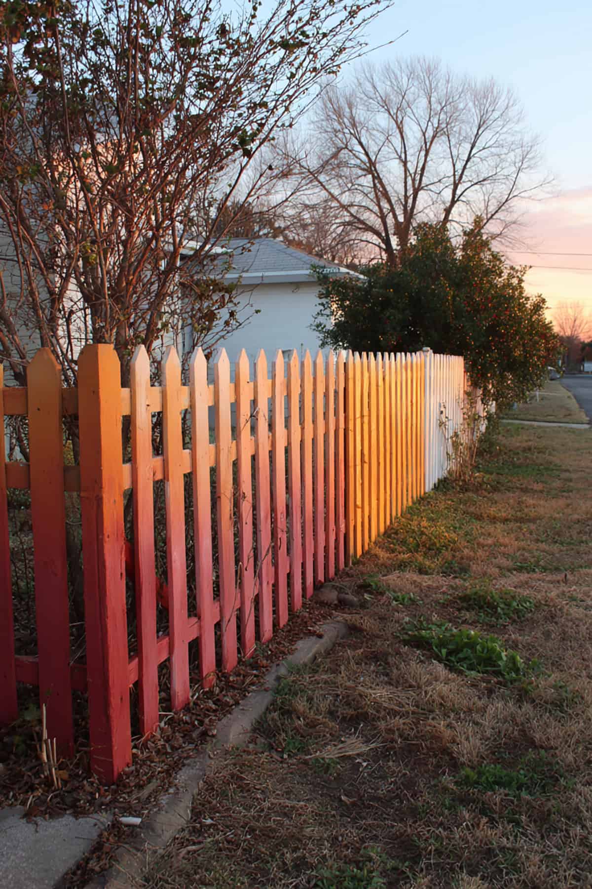 Fence Painted in Ombre Sunset Tones