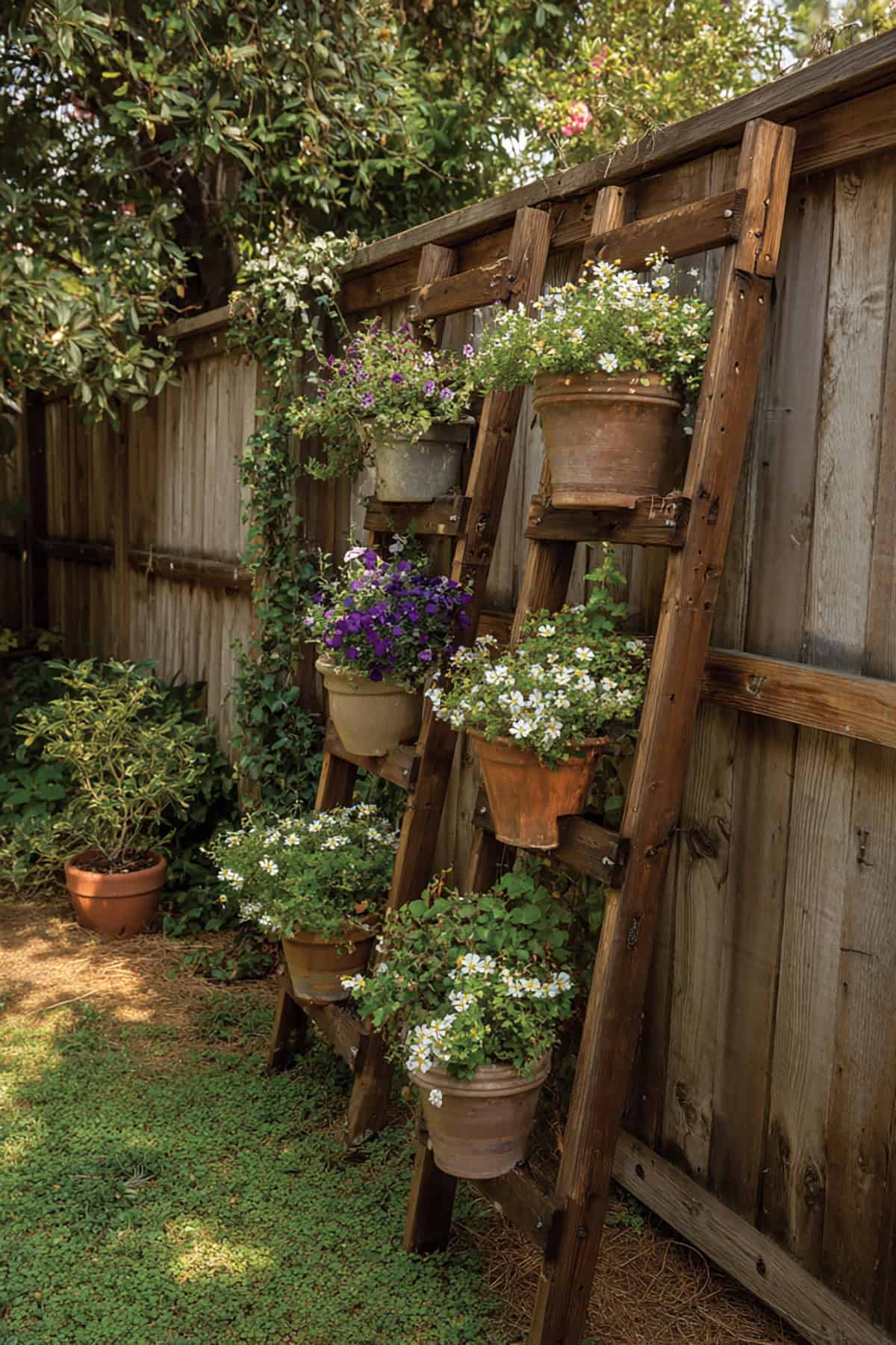 Fence with Hanging Planter Ladders