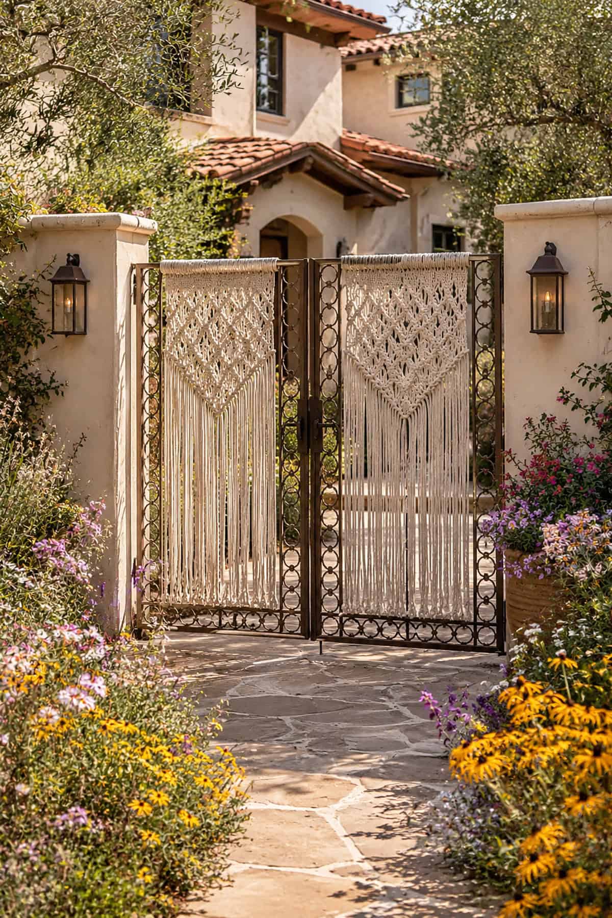 Macramé Lined Metal Gate