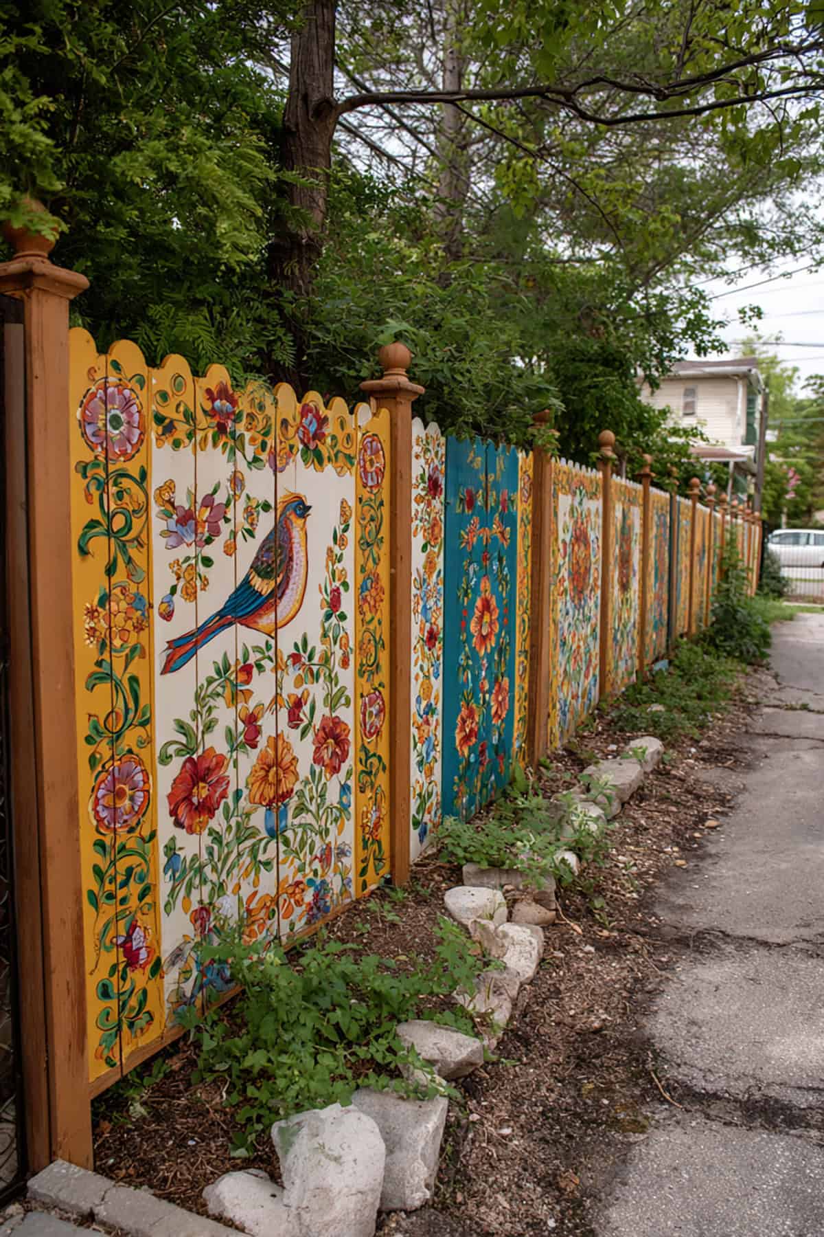 Painted Folk Art Fence Panels